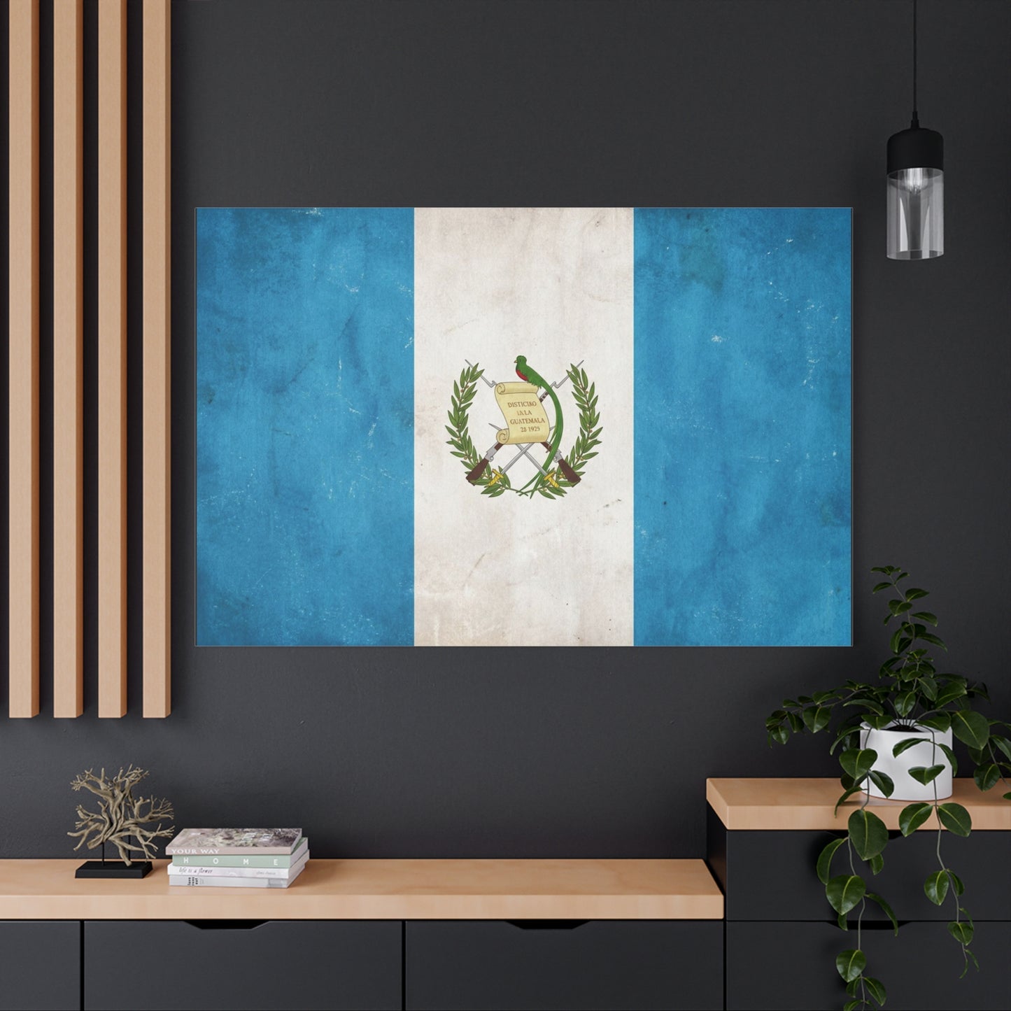 Guatemala Flag Canvas Wall Art - Distintivo De La Guatemala 15 1823 Vintage Blue White Banner Print - Patriotic Decor, Living Room Wall Decor, Office Accent - Bedroom Home Decoration - Ready to Hang