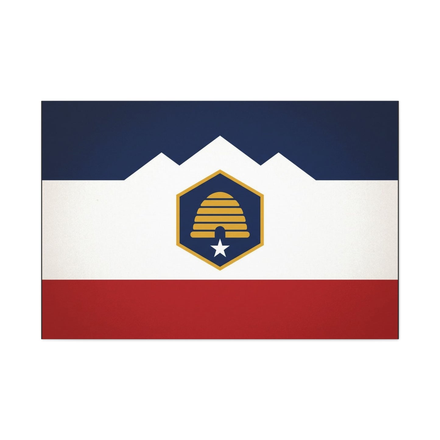 Acadia Flag Canvas Wall Art - Maine State Pride Print, Blue White Red Emblem Design - Minimalist Geometric Style - Living Room Decor, Office Wall Hanging - Bedroom Home Decoration - Ready to Hang