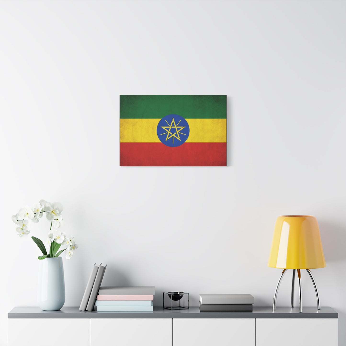 Ethiopian Flag Canvas Wall Art - Ethiopia Pride Decor, Vintage National Banner Print - Matte Cotton Artwork - Cultural Heritage Style For Living Room, Office, Dorm Display - Living Room Wall Decor