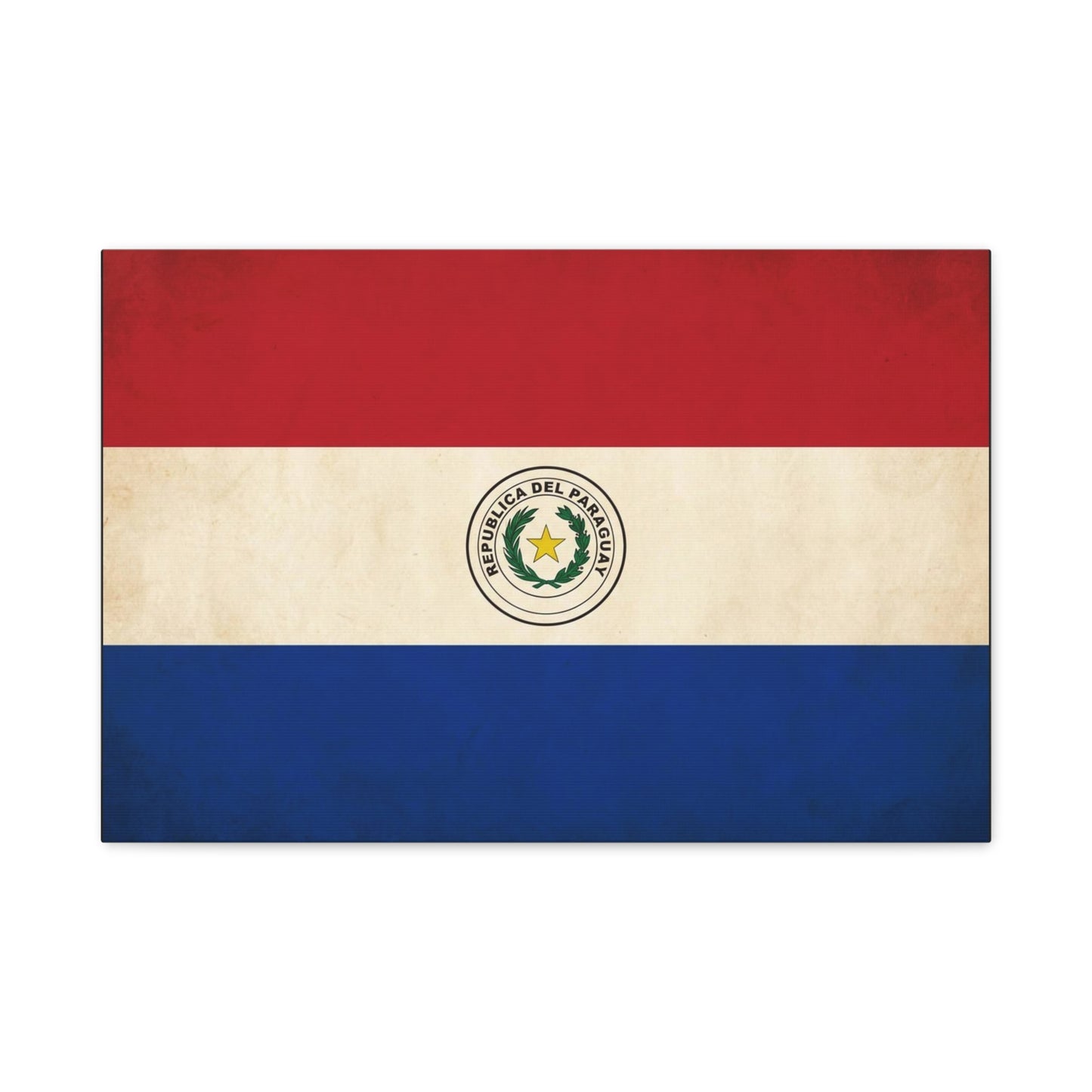"Republica Del Paraguay" Paraguay Flag Canvas Wall Art - Vintage National Flag Print, Patriotic Heritage Decor - Matte Cotton Artwork - Living Room Home Decoration, Office Accent - Office Wall Art