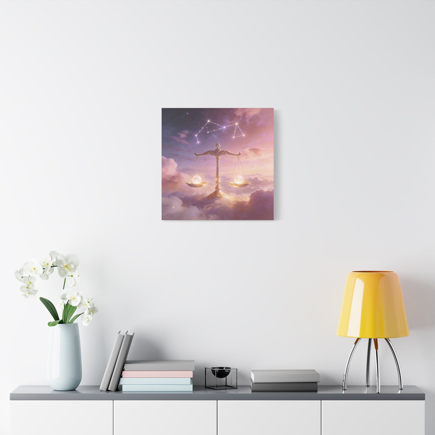Libra Zodiac Canvas Wall Art - Celestial Scales, Pink Purple Sky, Astrology Decor - Dreamy Matte Canvas Print - Bedroom Wall Decor, Meditation Space Accent, Office Art - Bedroom Home Decoration