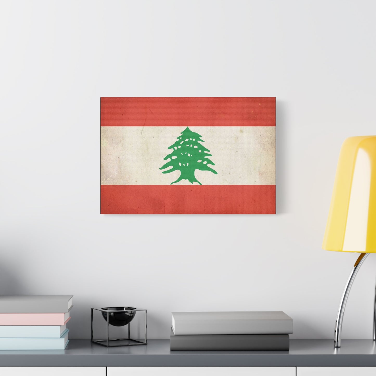 Lebanon Flag Canvas Wall Art - Vintage Cedar Tree Patriotic Print, Distressed Red White Green Artwork - Traditional Style, Living Room Wall Decor, Bedroom Home Decoration - Bedroom Home Decoration