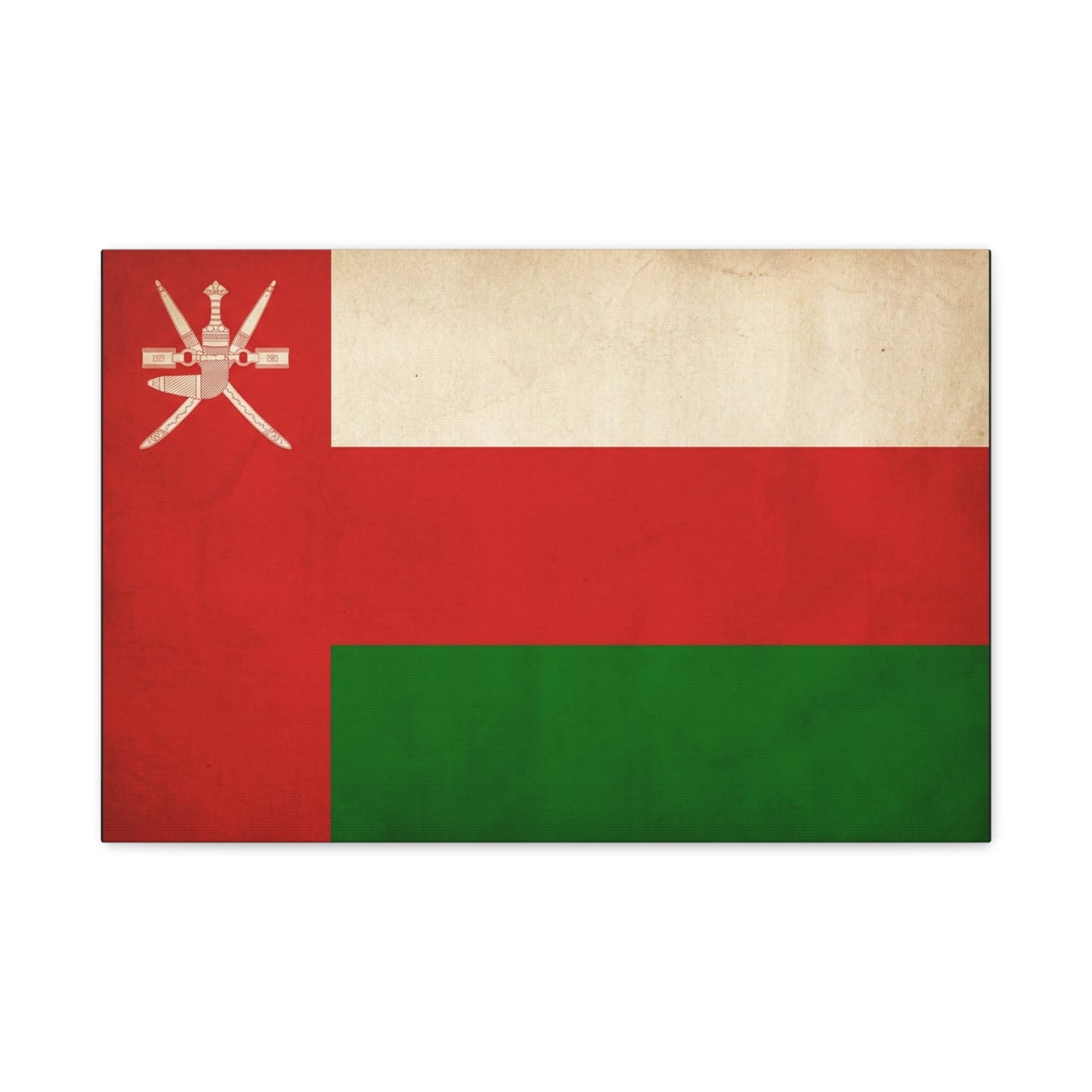 Oman Flag Canvas Wall Art - Vintage Sultanate Banner Print, Red White Green Emblem Decor - Patriotic Traditional Style - Living Room Home Decoration - Bedroom Home Decoration - Living Room Wall Decor
