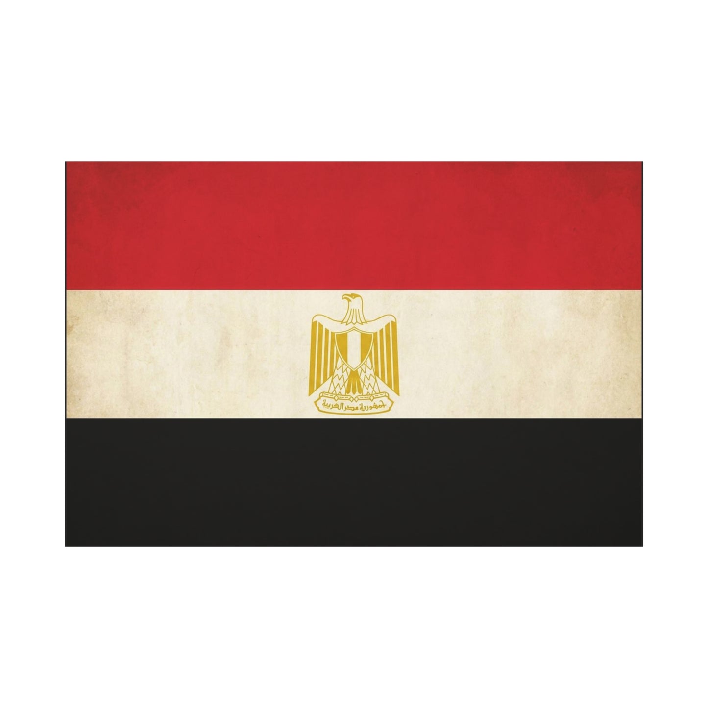 Egypt Flag Canvas Wall Art - Vintage Egyptian Eagle Emblem Print, Patriotic Red White Black Banner - Traditional National Decor - Living Room Home Decoration - Living Room Wall Decor - Ready to Hang