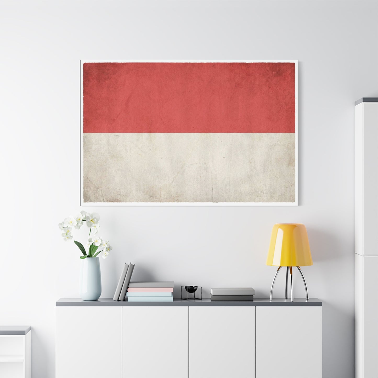 Indonesia Flag Canvas Wall Art - Vintage Red And White Banner Print, Minimalist Patriotic Decor - Matte Cotton Artwork - Living Room Wall Decor, Office Art, Dorm Accent - Bedroom Home Decoration