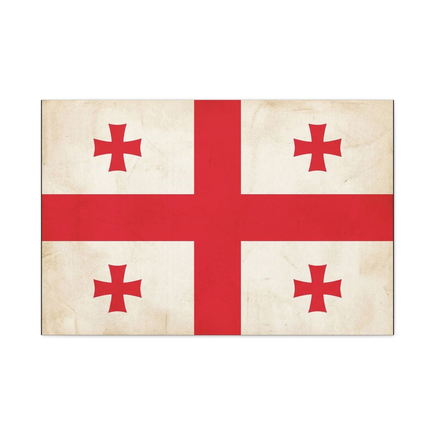 Georgia Flag Canvas Wall Art - Vintage Georgian Cross Flag Print, Patriotic Heritage Decor - Matte Cotton Artwork - Living Room Wall Decor, Office Accent - Bedroom Home Decoration - Ready to Hang
