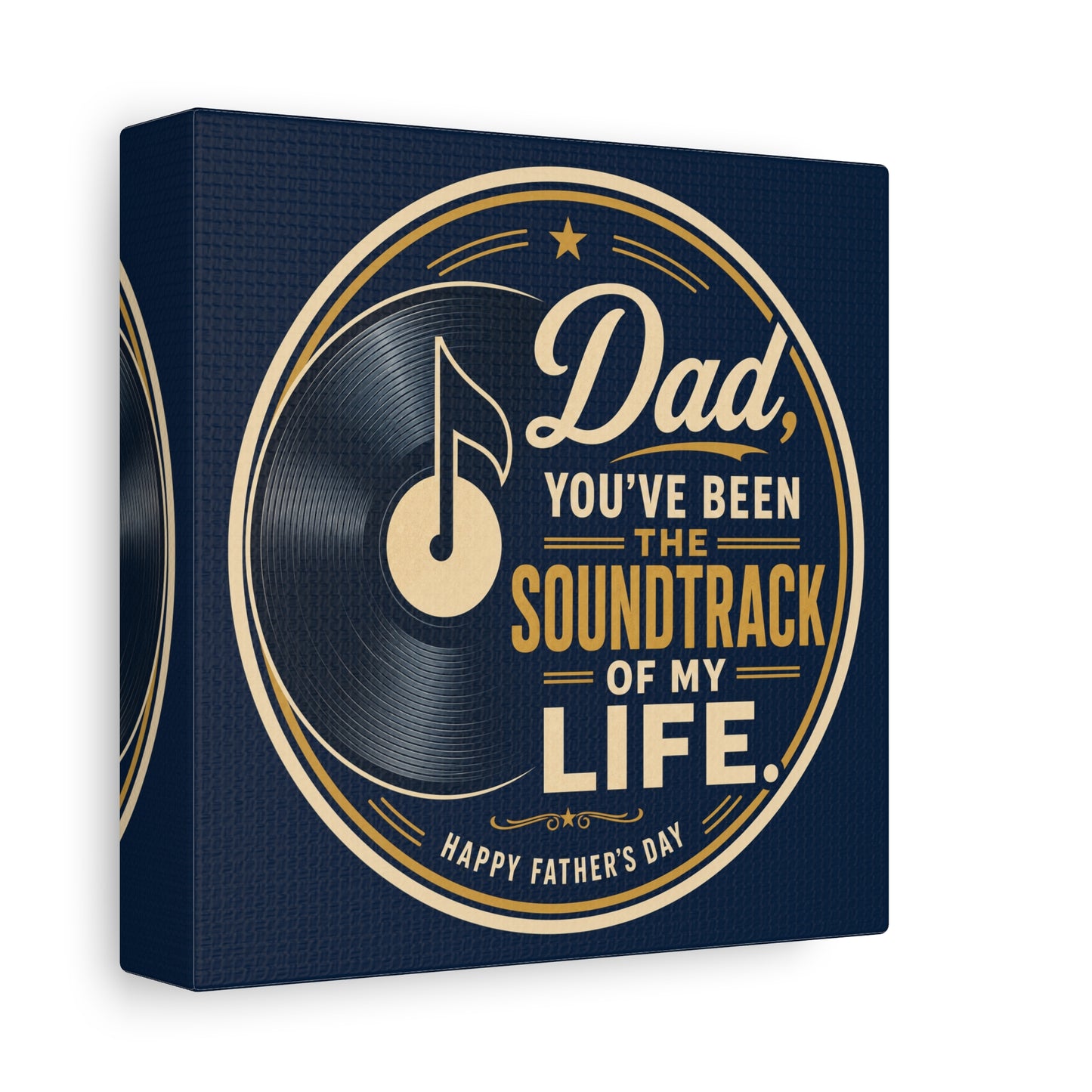 "Dad" - Vinyl Record Music Quote Print - Navy Gold Typography Style - Living Room Wall Decor - Ready to Hang