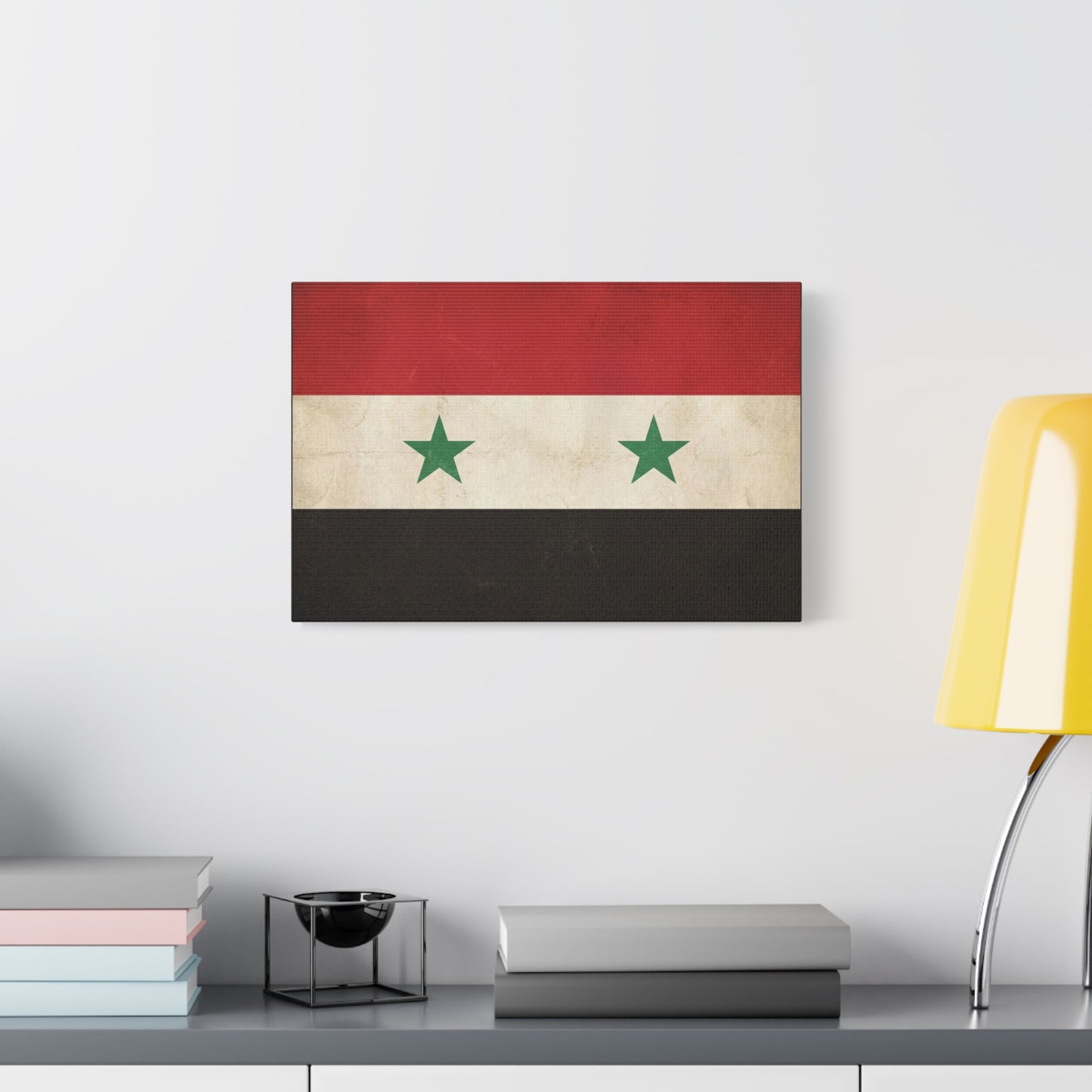 Syrian Flag Canvas Wall Art - Vintage Syria Flag Print, Distressed Patriotic Decor - Matte Canvas Wall Hanging - Living Room Home Decoration, Office Accent - Bedroom Home Decoration - Ready to Hang