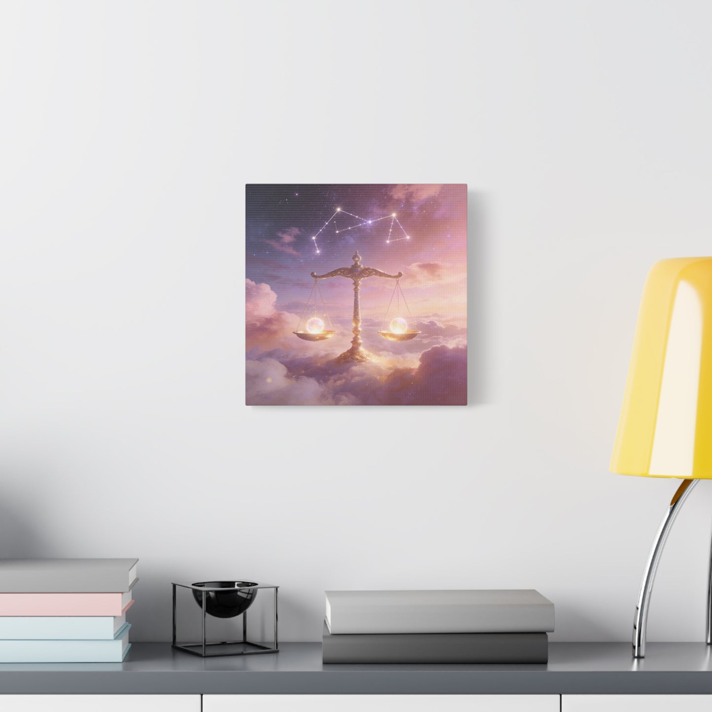 Libra Zodiac Canvas Wall Art - Celestial Scales, Pink Purple Sky, Astrology Decor - Dreamy Matte Canvas Print - Bedroom Wall Decor, Meditation Space Accent, Office Art - Bedroom Home Decoration
