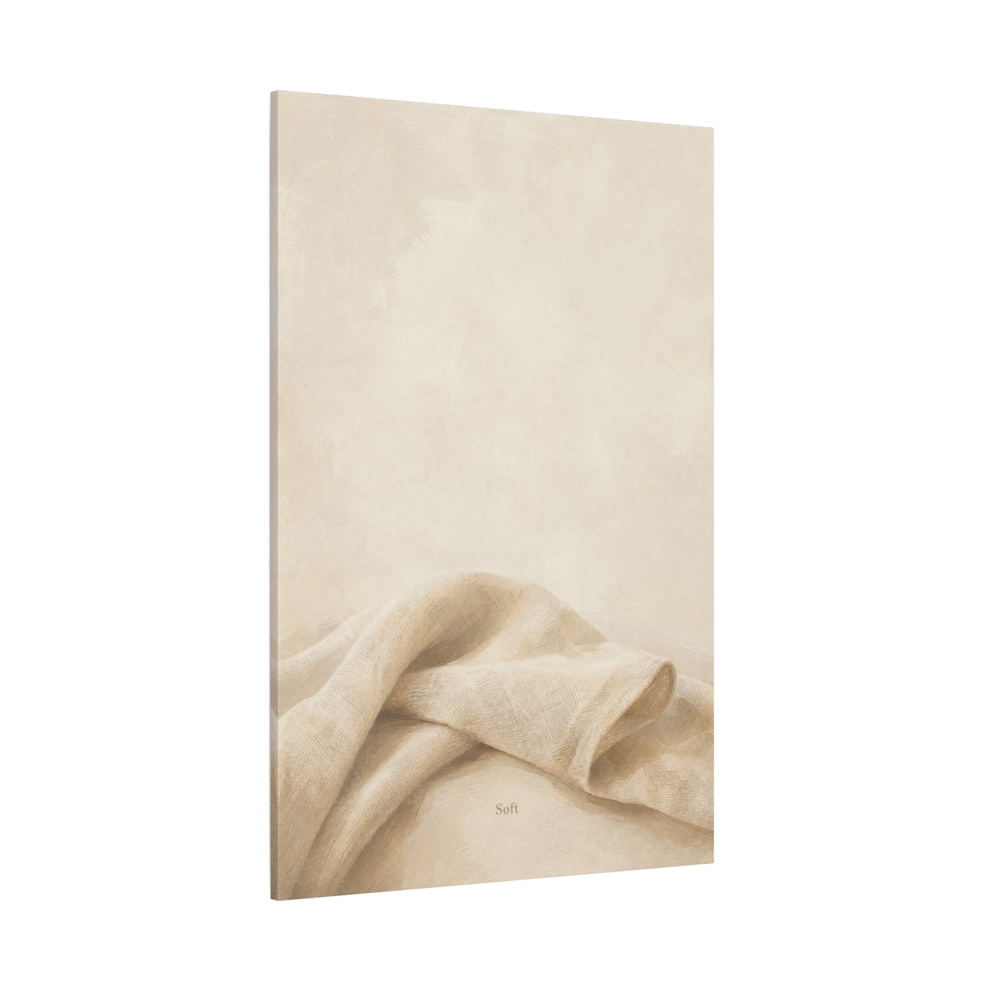 "Soft" Neutral Fabric Canvas Wall Art - Beige Linen Drapery Print, Minimalist Contemporary Decor - Cotton Art Print For Bedroom Living Room, Japandi Wall Decor Home Decoration - Modern Farmhouse Style