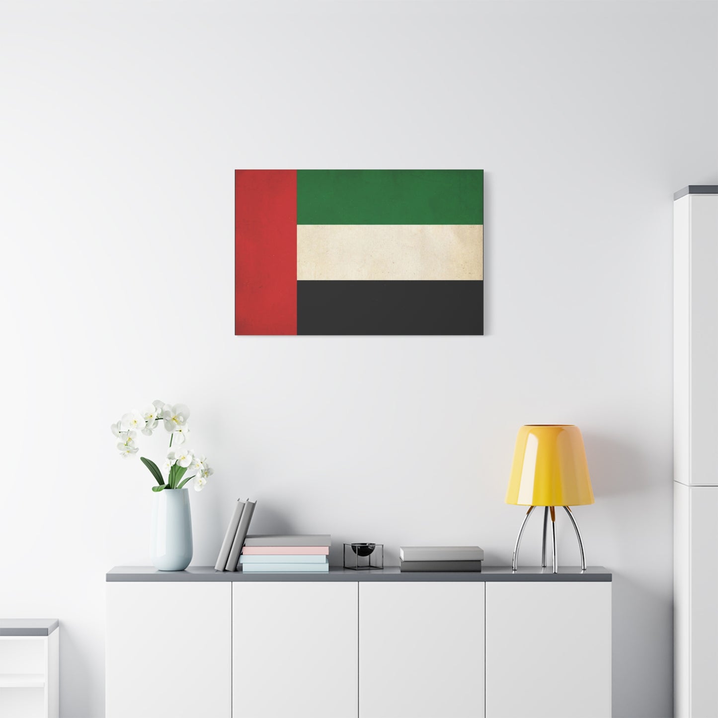 United Arab Emirates Flag Canvas Wall Art - Vintage National Pride Decor, Distressed UAE Banner Print - Patriotic Minimalist Style - Living Room Wall Decor, Office Accent - Bedroom Home Decoration