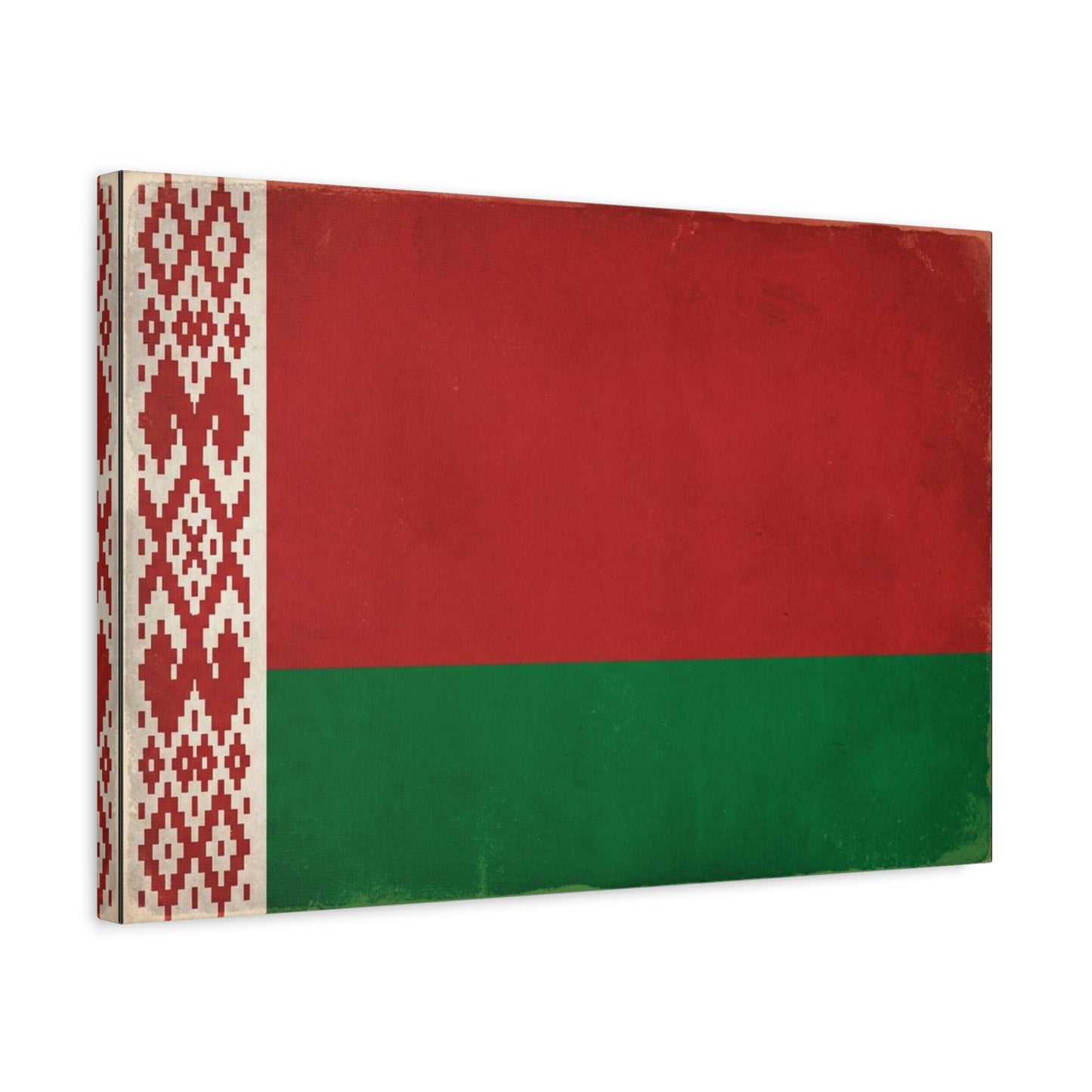 Belarus Flag Canvas Wall Art - Vintage Red Green National Banner Print, Patriotic Eastern Europe Decor - Textured Minimalist Style - Living Room Wall Decor - Modern Farmhouse Style - Ready to Hang
