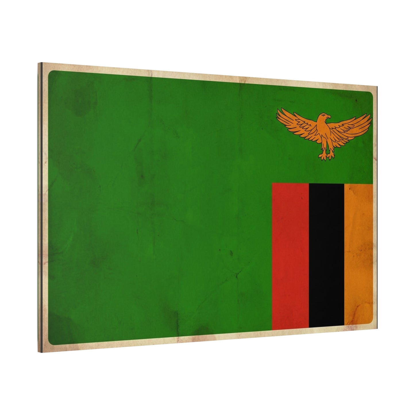 Zambia Flag Canvas Wall Art - Green Field, Orange Eagle, Red Black Gold Stripes - Vintage Patriotic Print - Living Room Wall Decor, Office Art - Bedroom Home Decoration - Bedroom Home Decoration