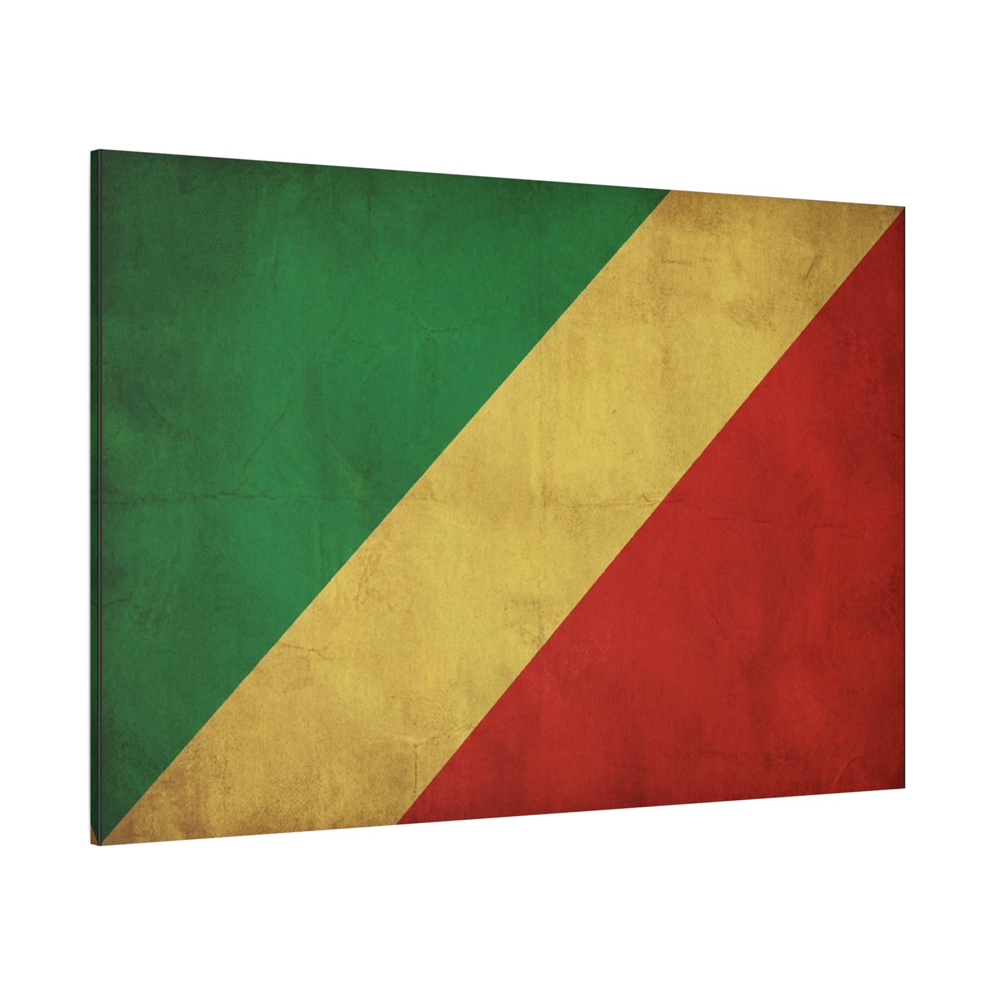 Republic Of The Congo Flag Canvas Wall Art - Vintage National Banner Print, Distressed Tricolor Design - Traditional Patriotic Decor - Living Room Wall Decor - Bedroom Home Decoration - Ready to Hang