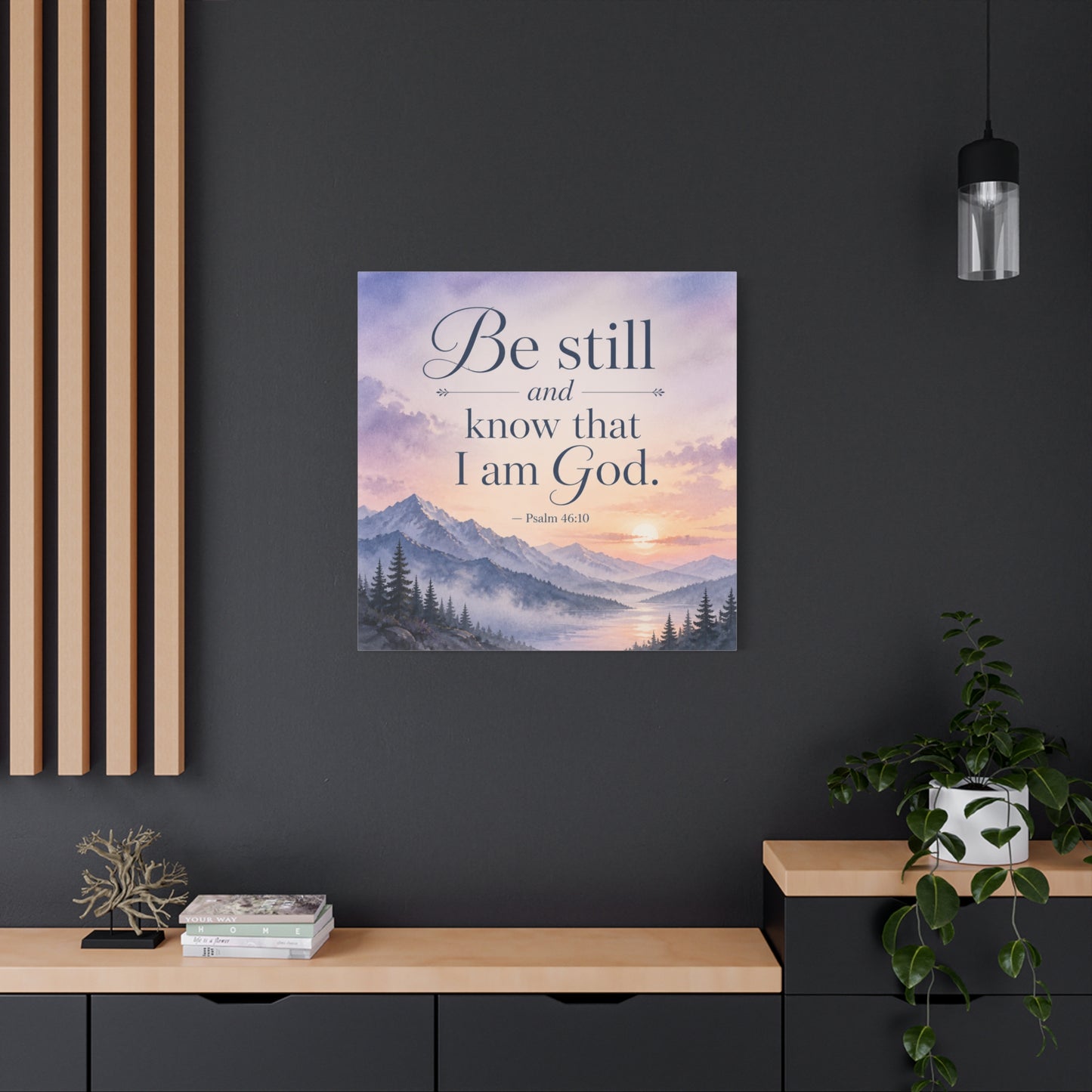 "Be Still And Know That I Am God. - Psalm 46:10" Scripture Canvas Wall Art - Mountain Sunrise Bible Verse Decor - Traditional Christian Home Accent - Bedroom Living Room Decoration - Office Wall Art