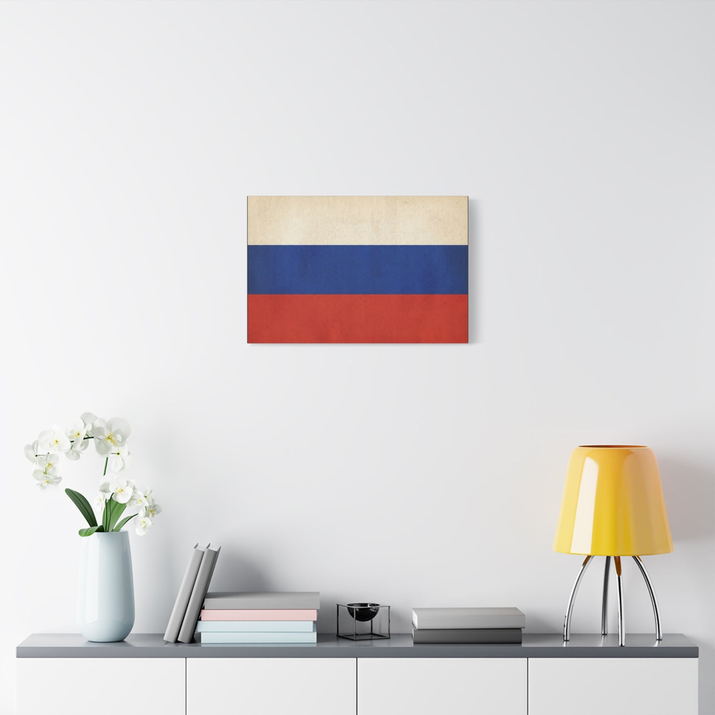 Russia Flag Canvas Wall Art - Vintage Tricolor Banner Print, Patriotic Minimalist Decor - Textured Cotton Look - Living Room Home Decoration, Office Accent - Living Room Wall Decor - Ready to Hang