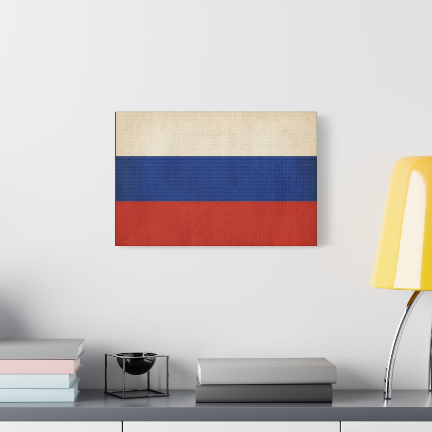 Russia Flag Canvas Wall Art - Vintage Tricolor Banner Print, Patriotic Minimalist Decor - Textured Cotton Look - Living Room Home Decoration, Office Accent - Living Room Wall Decor - Ready to Hang