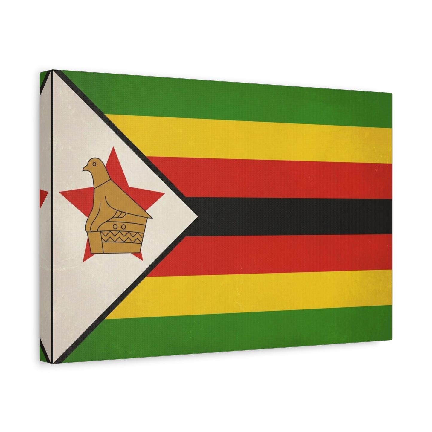 Zimbabwe Flag Canvas Wall Art - Vintage National Pride Decor, Green Gold Red Black Banner Print - Cultural Heritage Style - Living Room Wall Decor, Office Art - Modern Farmhouse Style - Ready to Hang