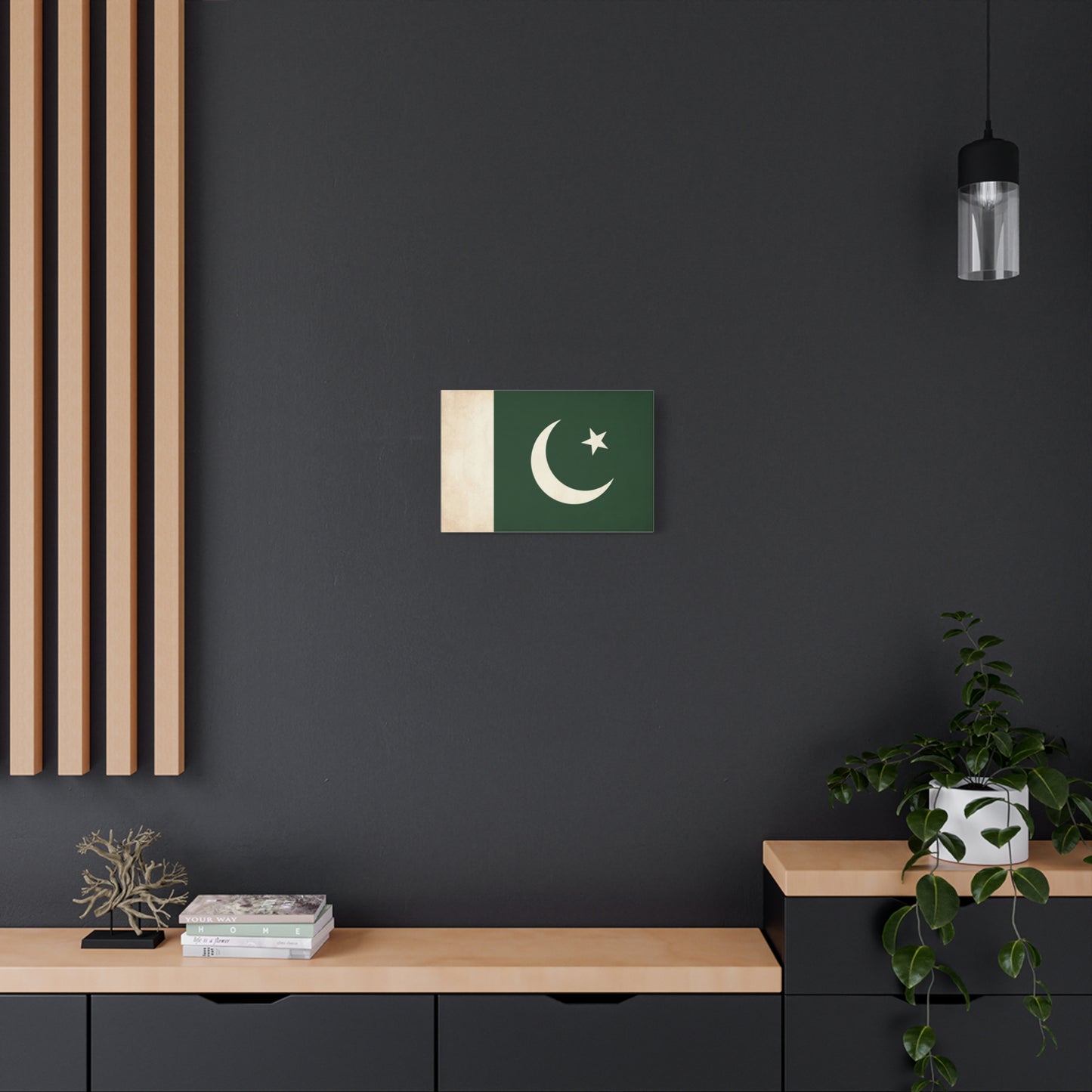 Pakistan Flag Canvas Wall Art - Crescent Moon Star Green White National Decor - Vintage Style Matte Print - Living Room Wall Decor, Bedroom Home Decoration - Bedroom Home Decoration - Ready to Hang