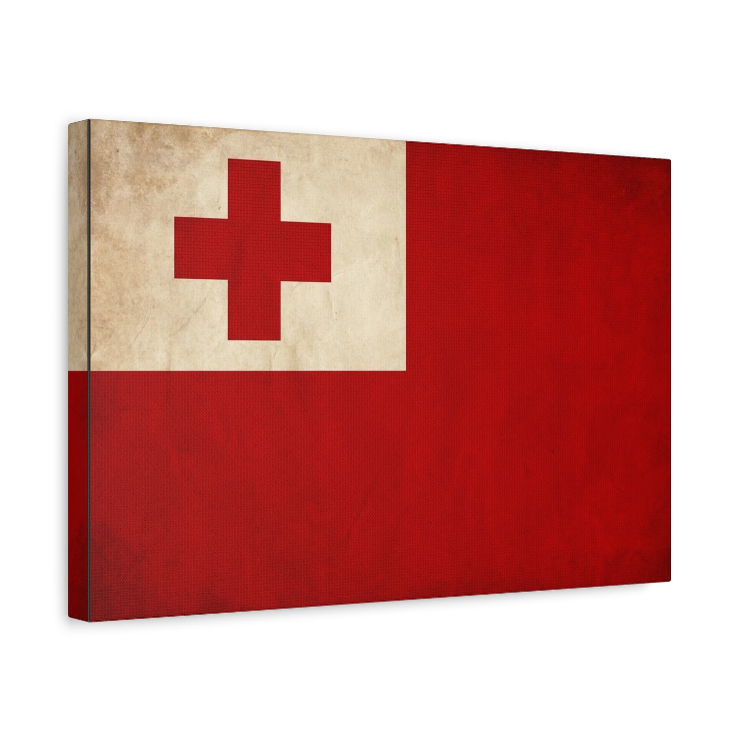 Tonga Flag Canvas Wall Art - Vintage Red Cross National Banner Print, Matte Cotton Decor - Traditional Patriotic Style - Living Room Home Decoration - Living Room Wall Decor - Bedroom Home Decoration