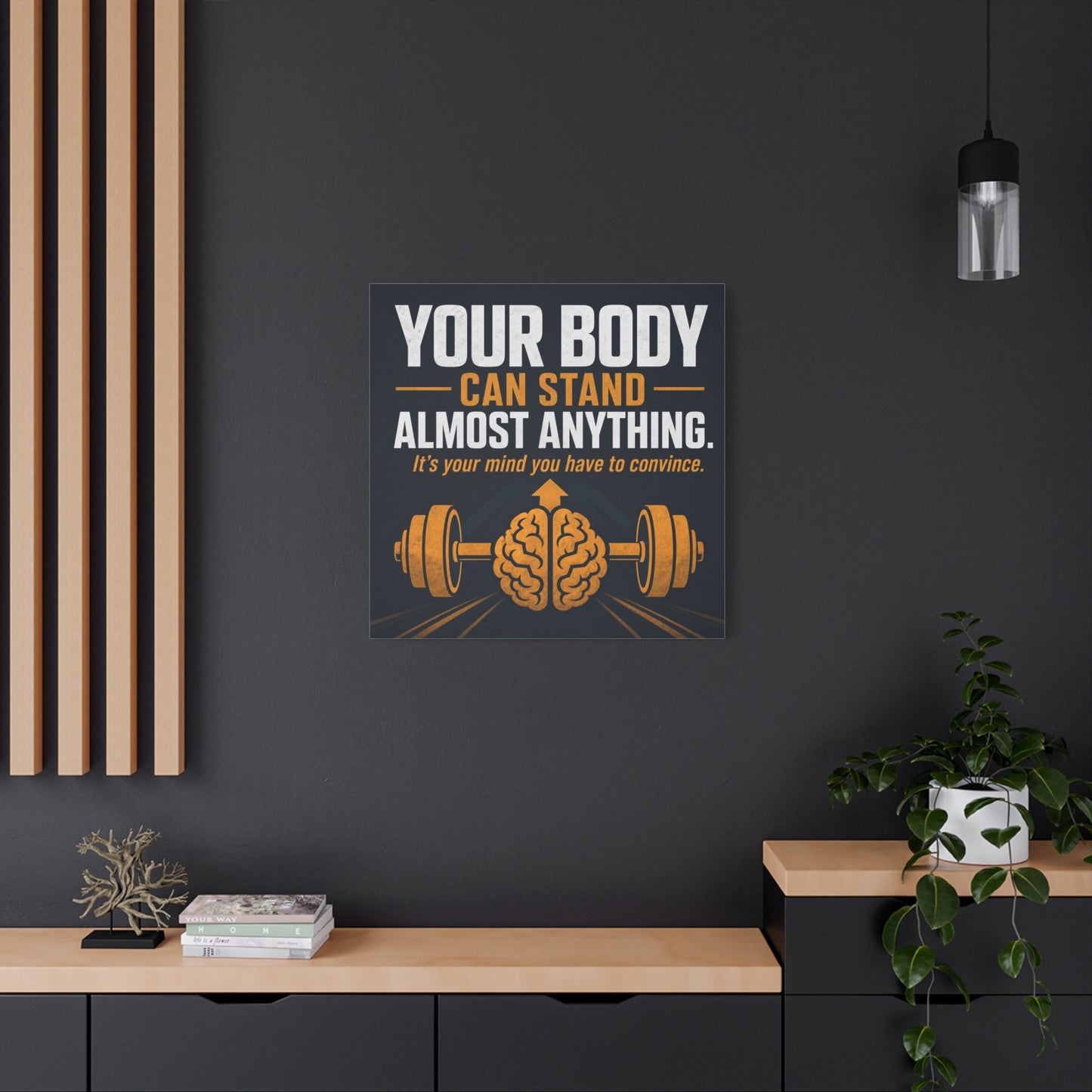 "Your Body Can Stand Almost Anything. It's Your Mind You Have To Convince." Motivational Canvas Wall Art - Gym Quote Typography Print, Modern Fitness Decor - Ready to Hang - Gym Wall Decor