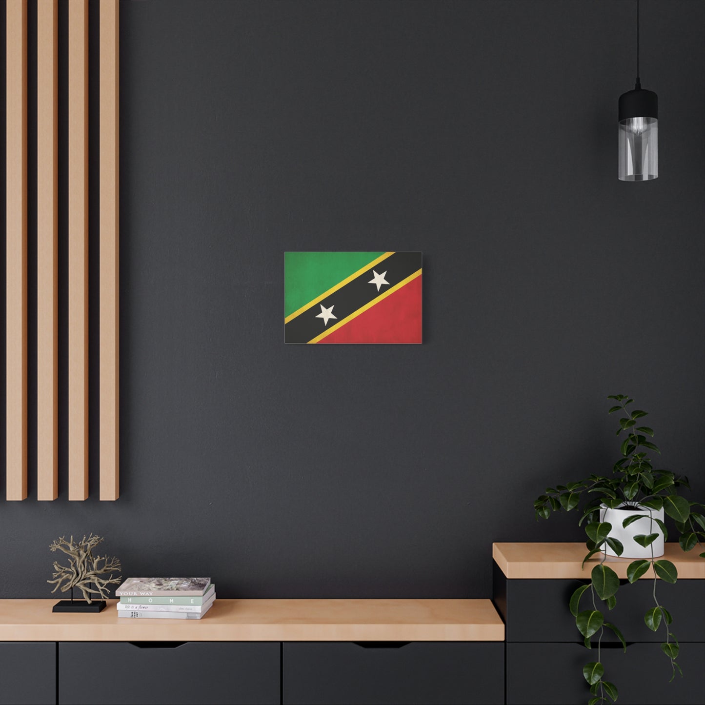 Saint Kitts And Nevis Flag Canvas Wall Art - Caribbean Pride Decor, Vintage National Banner Print - Bold Graphic Style, Living Room Wall Decor, Bedroom Home Decoration - Bedroom Home Decoration