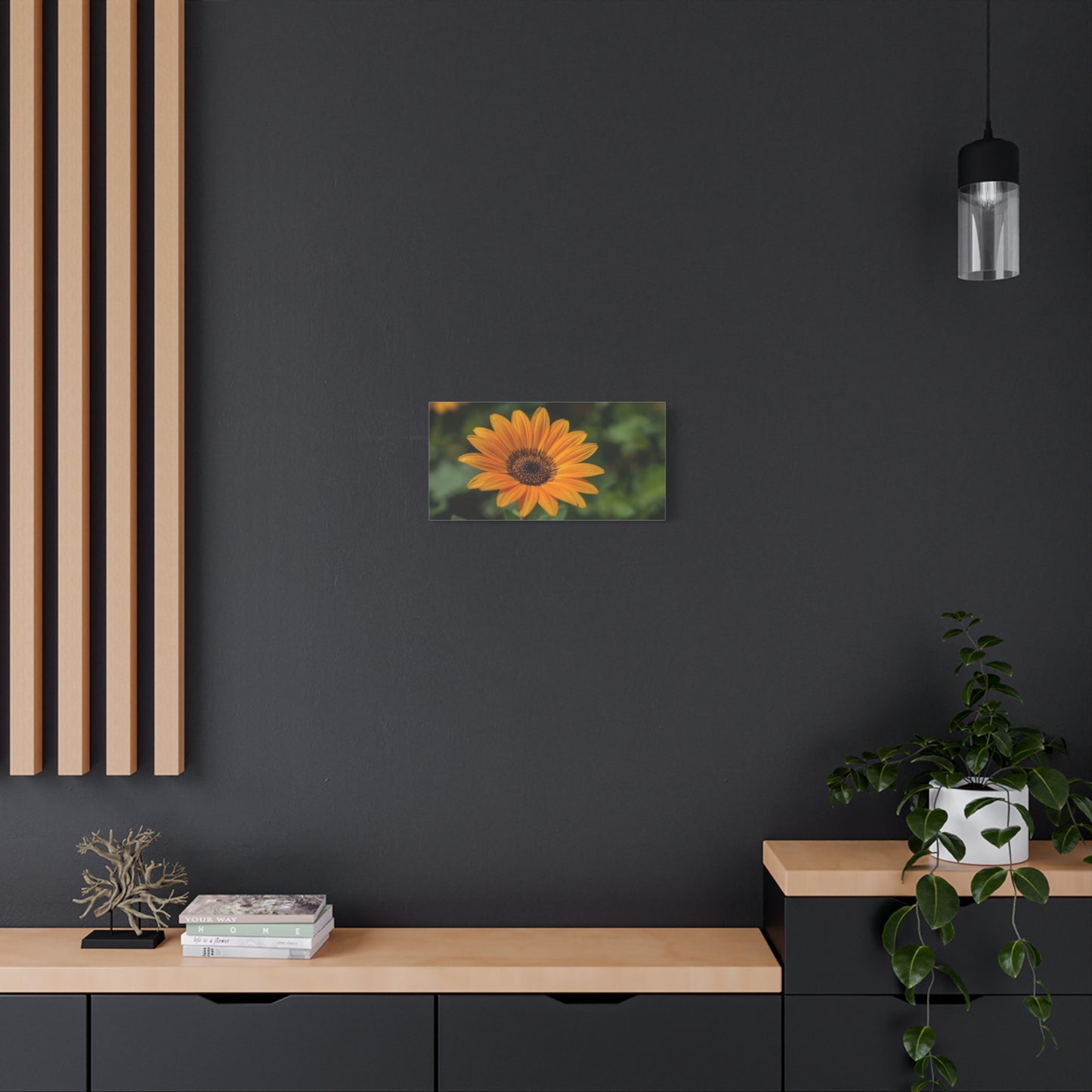 Orange Daisy Flower Canvas Wall Art - Botanical Floral Close Up Art Print, Nature Home Decor - Matte Cotton Canvas, Contemporary Style - Living Room Wall Decor Bedroom Accent - Cozy Reading Nook Art
