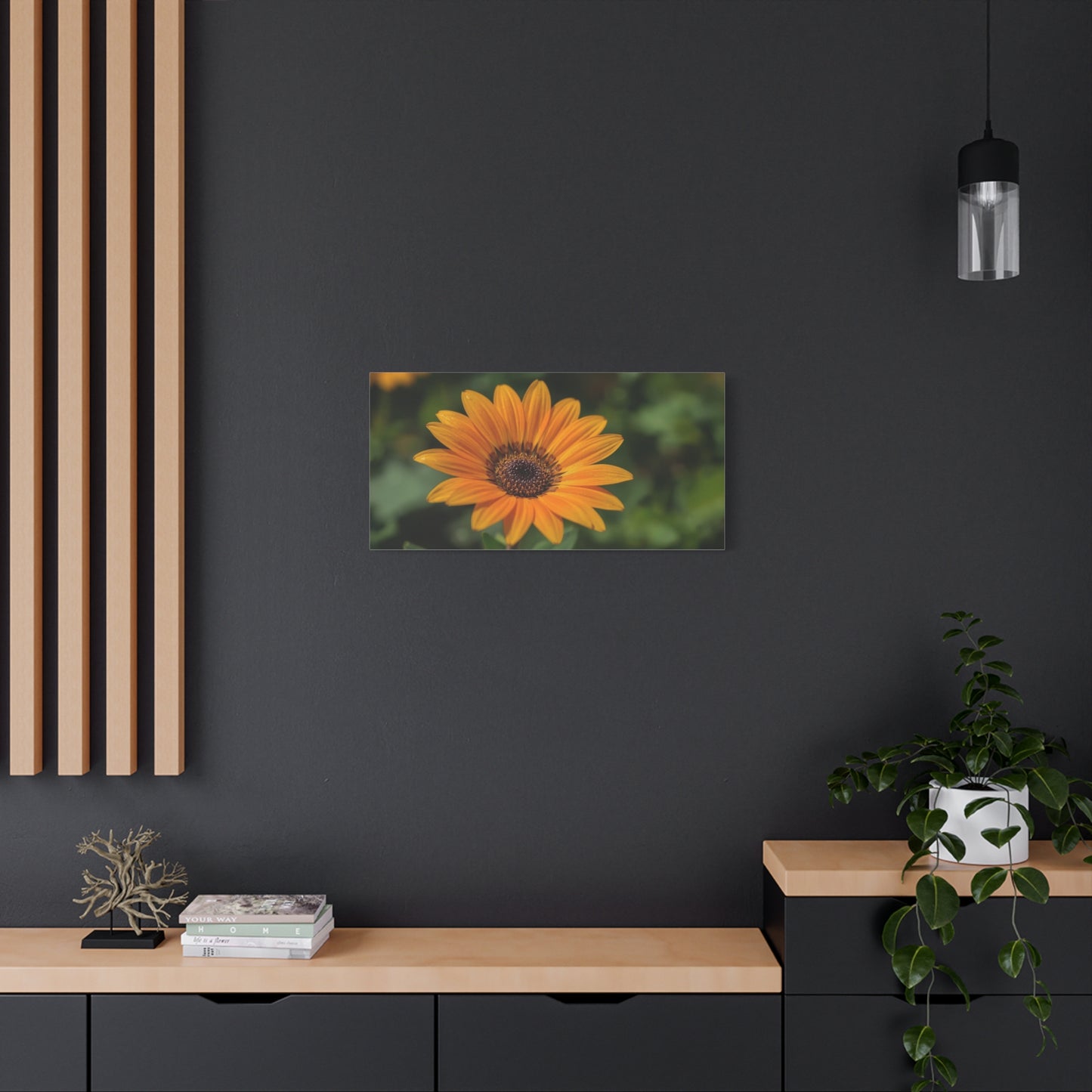 Orange Daisy Flower Canvas Wall Art - Botanical Floral Close Up Art Print, Nature Home Decor - Matte Cotton Canvas, Contemporary Style - Living Room Wall Decor Bedroom Accent - Cozy Reading Nook Art
