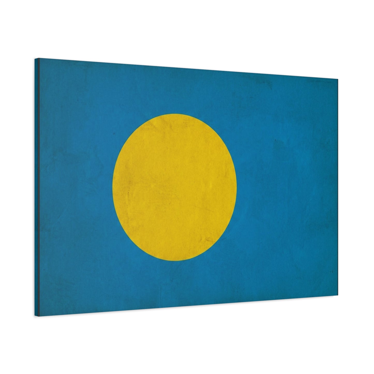 Palau Flag Canvas Wall Art - Blue Field With Golden Yellow Disc - Minimalist Tropical Island Print - Modern Living Room Wall Decor, Bedroom Home Decoration, Office Accent - Bedroom Home Decoration
