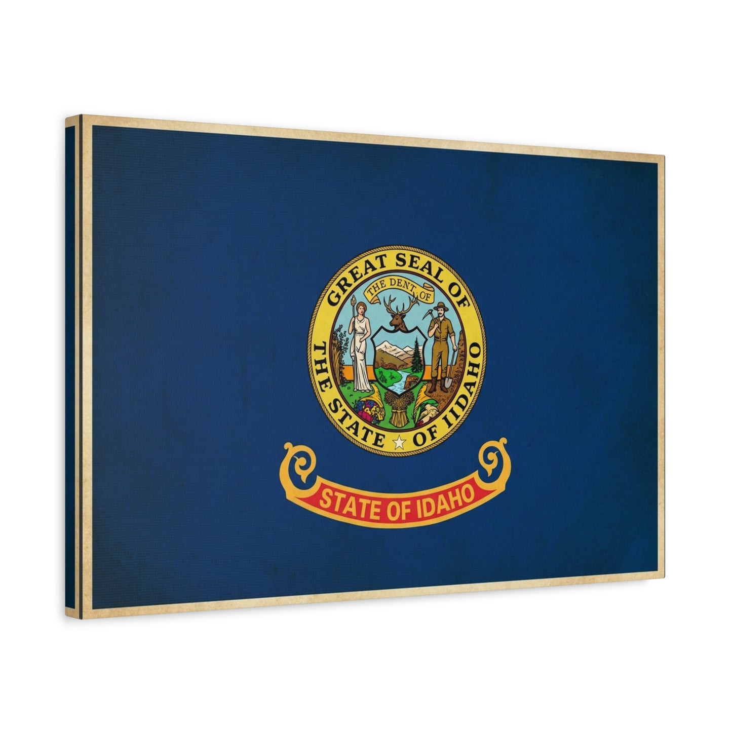 "Great Seal Of The State Of Idaho" Idaho Flag Canvas Wall Art - Blue State Pride Decor, Vintage Government Emblem Print - Traditional Patriotic Style - Living Room Office Wall Decor - Ready to Hang