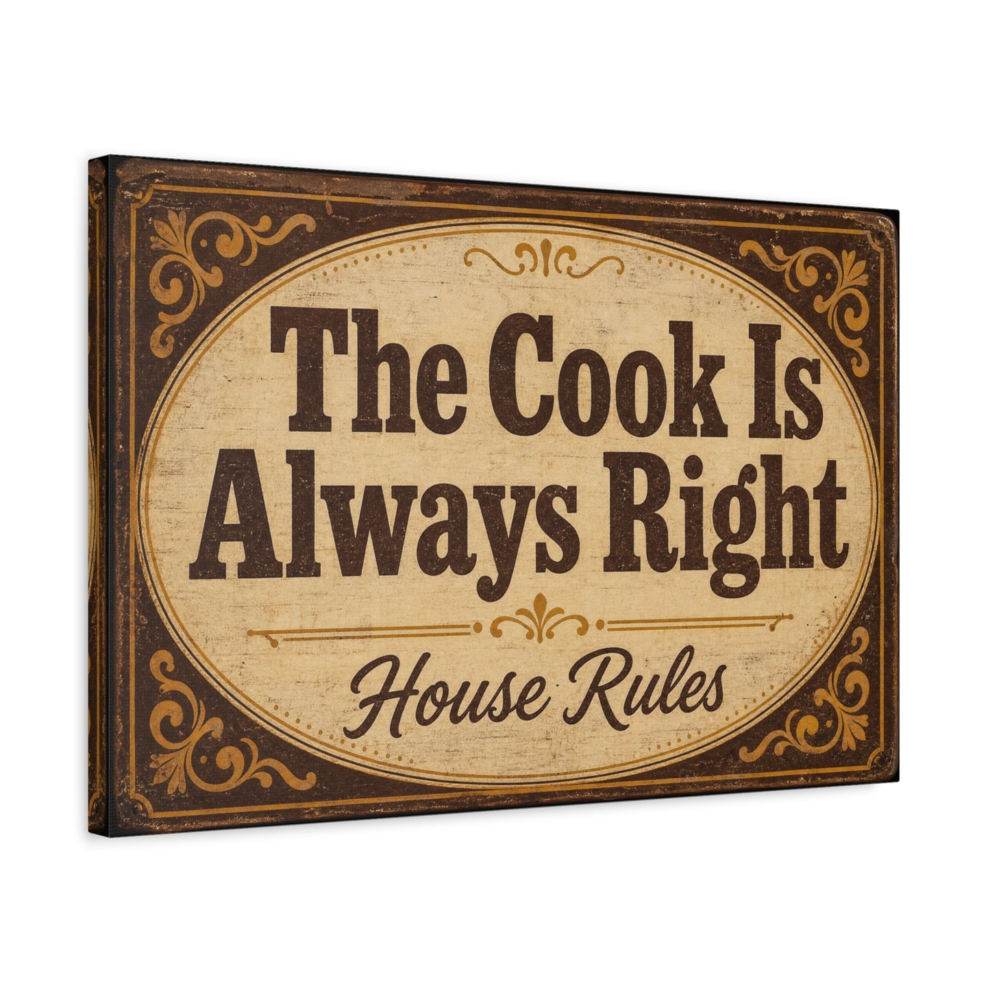 "The Cook Is Always Right" Canvas Wall Art - Vintage Kitchen Sign, House Rules Typography Print - Rustic Farmhouse Style, Dining Room Wall Decor, Kitchen Home Decoration - Bedroom Home Decoration