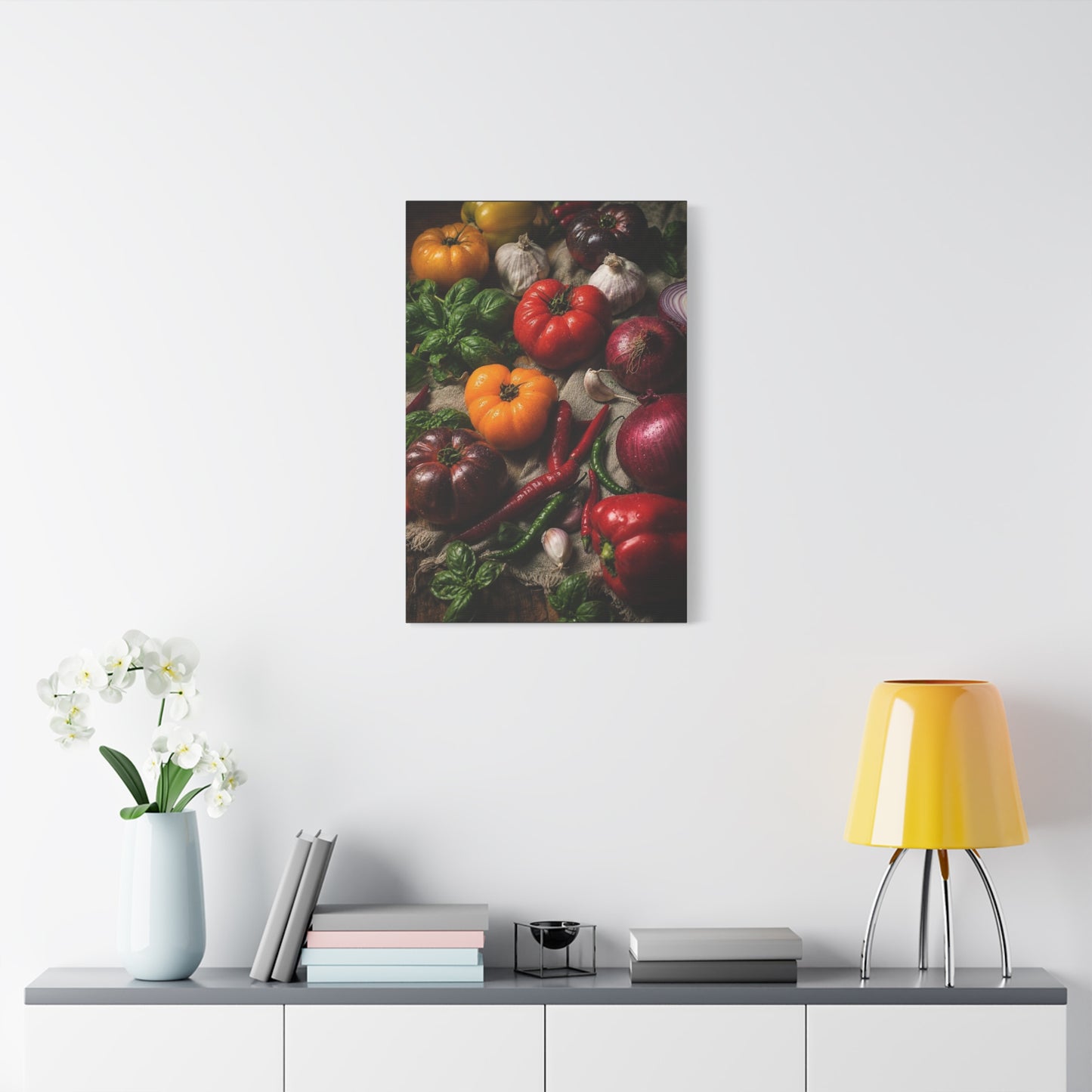 Heirloom Tomato Still Life Canvas Wall Art - Rustic Kitchen Produce Art Print - Matte Cotton Canvas - Traditional Food Wall Decor, Dining Room Accent, Farmhouse Interior Style - Ready to Hang