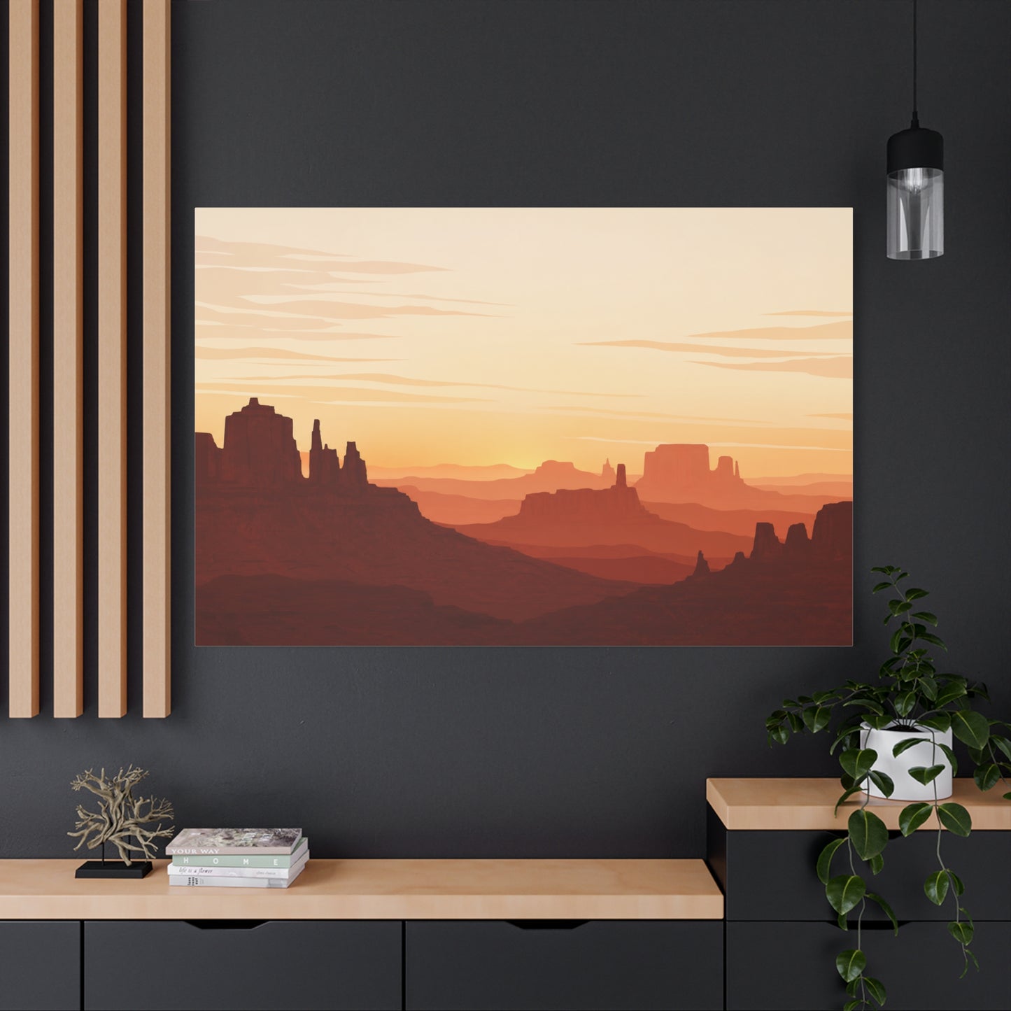 Desert Canyon Sunset Canvas Wall Art - Southwestern Mesa Landscape Print, Warm Terracotta Horizon, Contemporary Scenic Decor - Living Room Wall Decor, Bedroom Home Decoration - Bedroom Home Decoration