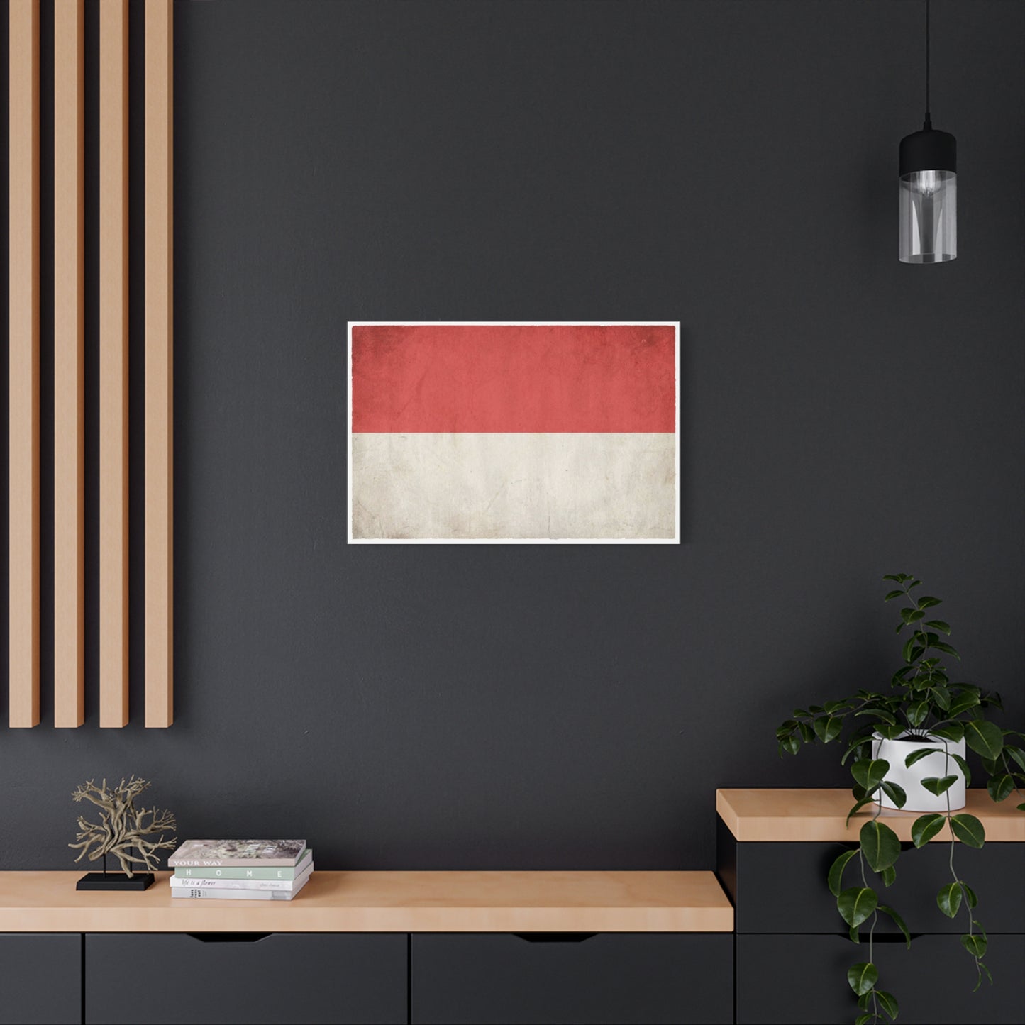 Indonesia Flag Canvas Wall Art - Vintage Red And White Banner Print, Minimalist Patriotic Decor - Matte Cotton Artwork - Living Room Wall Decor, Office Art, Dorm Accent - Bedroom Home Decoration