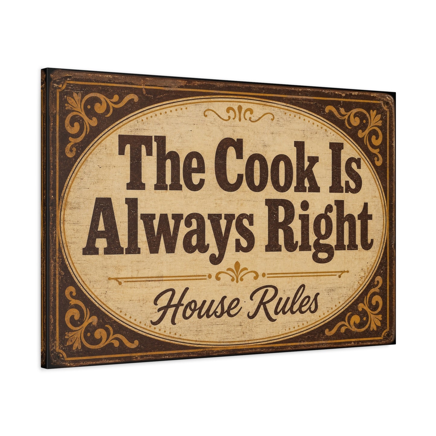 "The Cook Is Always Right" Canvas Wall Art - Vintage Kitchen Sign, House Rules Typography Print - Rustic Farmhouse Style, Dining Room Wall Decor, Kitchen Home Decoration - Bedroom Home Decoration