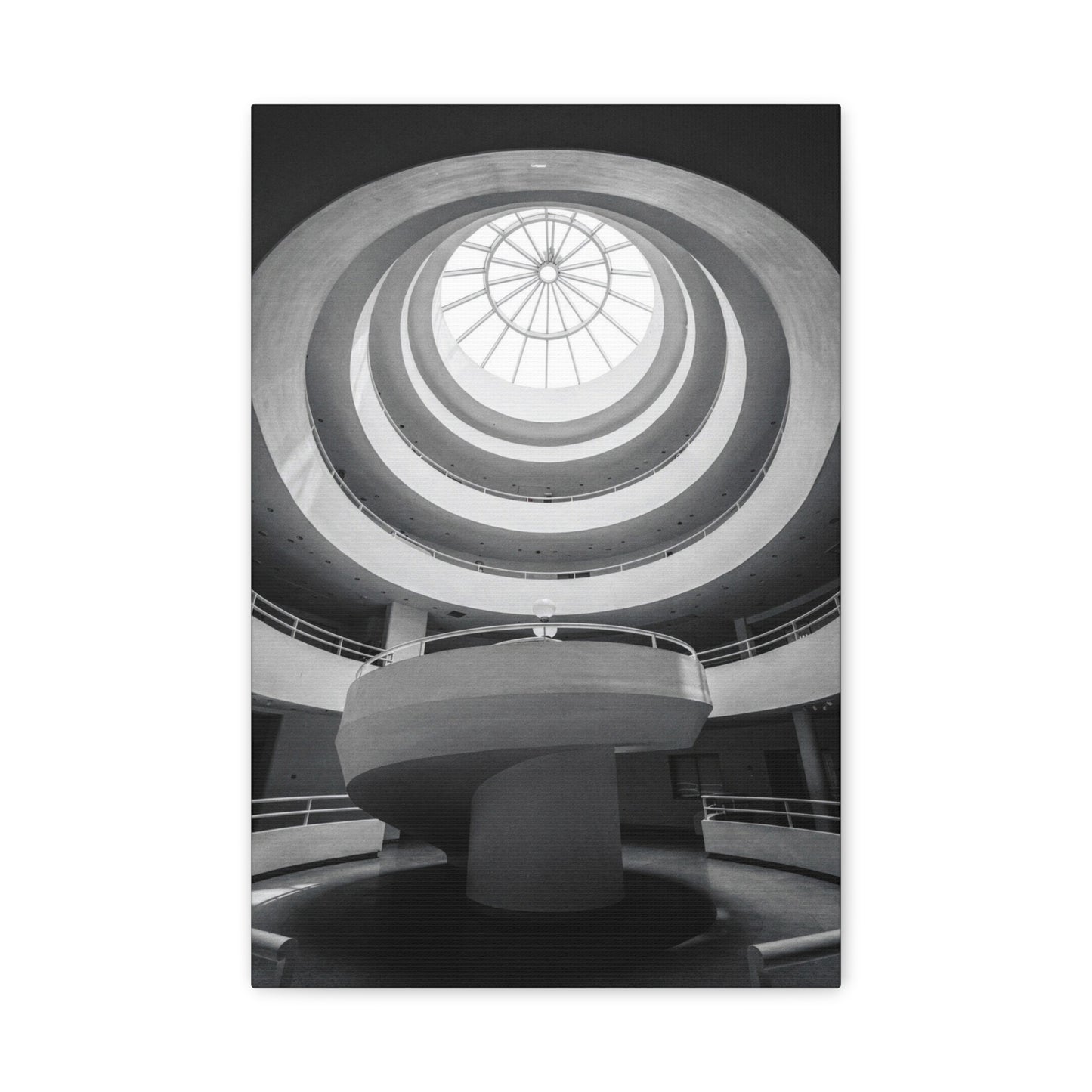 Black And White Spiral Rotunda Canvas Wall Art - Architectural Art Print, Modern Minimalist Interior Decor - Matte Cotton Artwork - Living Room Office Wall Decor - Bedroom Home Decoration