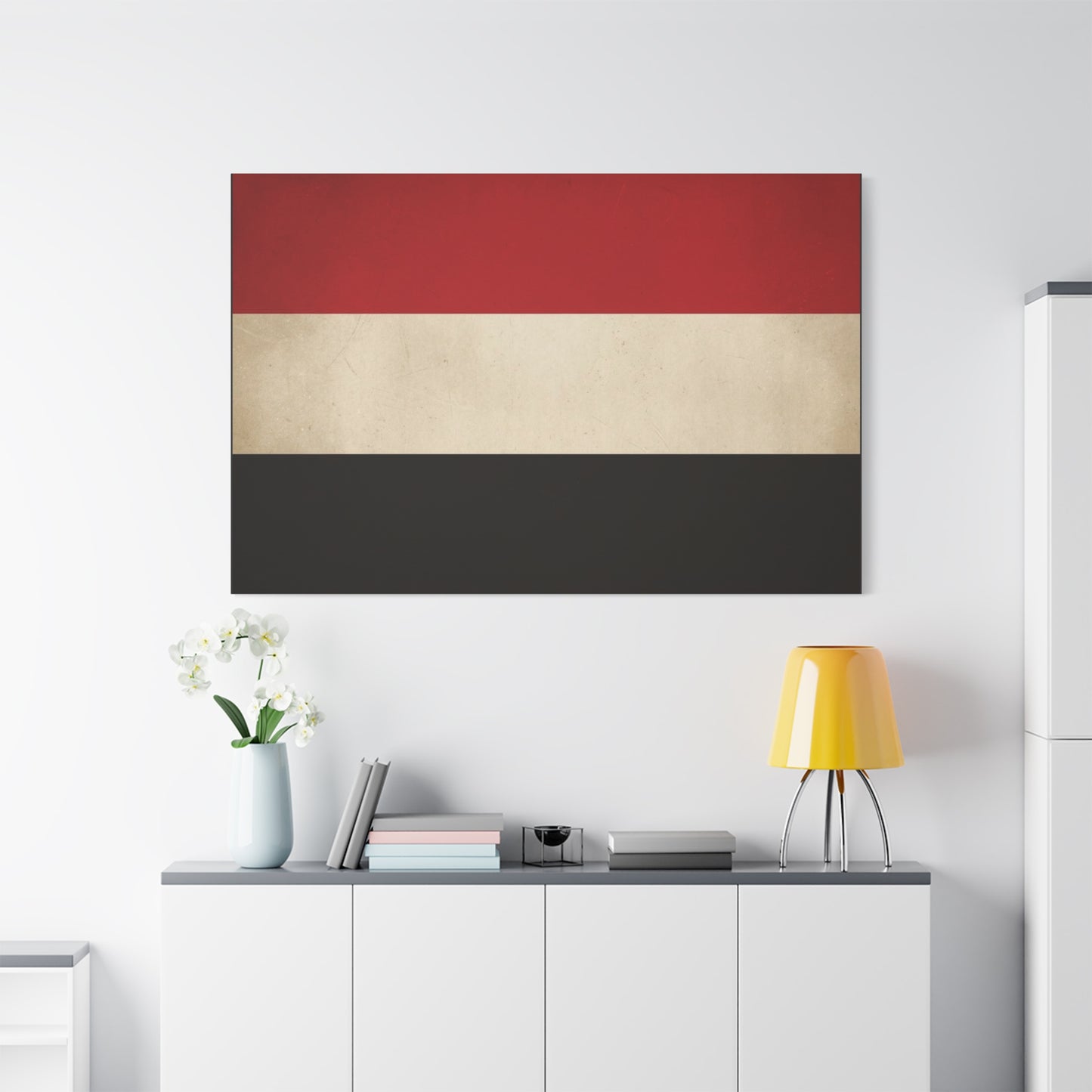Yemen Flag Canvas Wall Art - Red White Black Horizontal Banner Print - Minimalist Patriotic Artwork - Contemporary Wall Decor For Living Room Bedroom Office Display - Bedroom Home Decoration