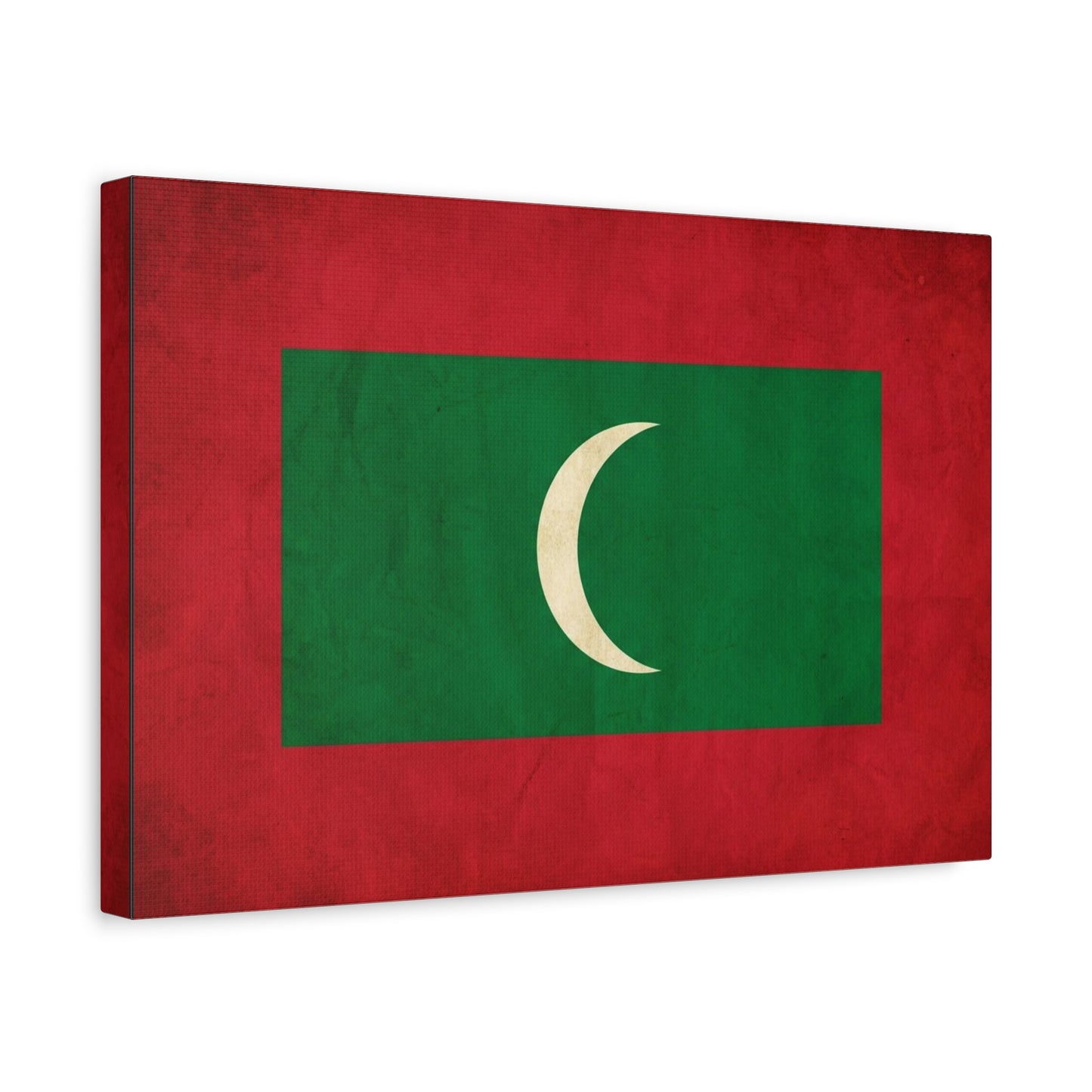 Maldives Flag Canvas Wall Art - Vintage National Banner Print, Red Green White Crescent - Patriotic Typography Style - Living Room Wall Decor, Bedroom Home Decoration - Bedroom Home Decoration