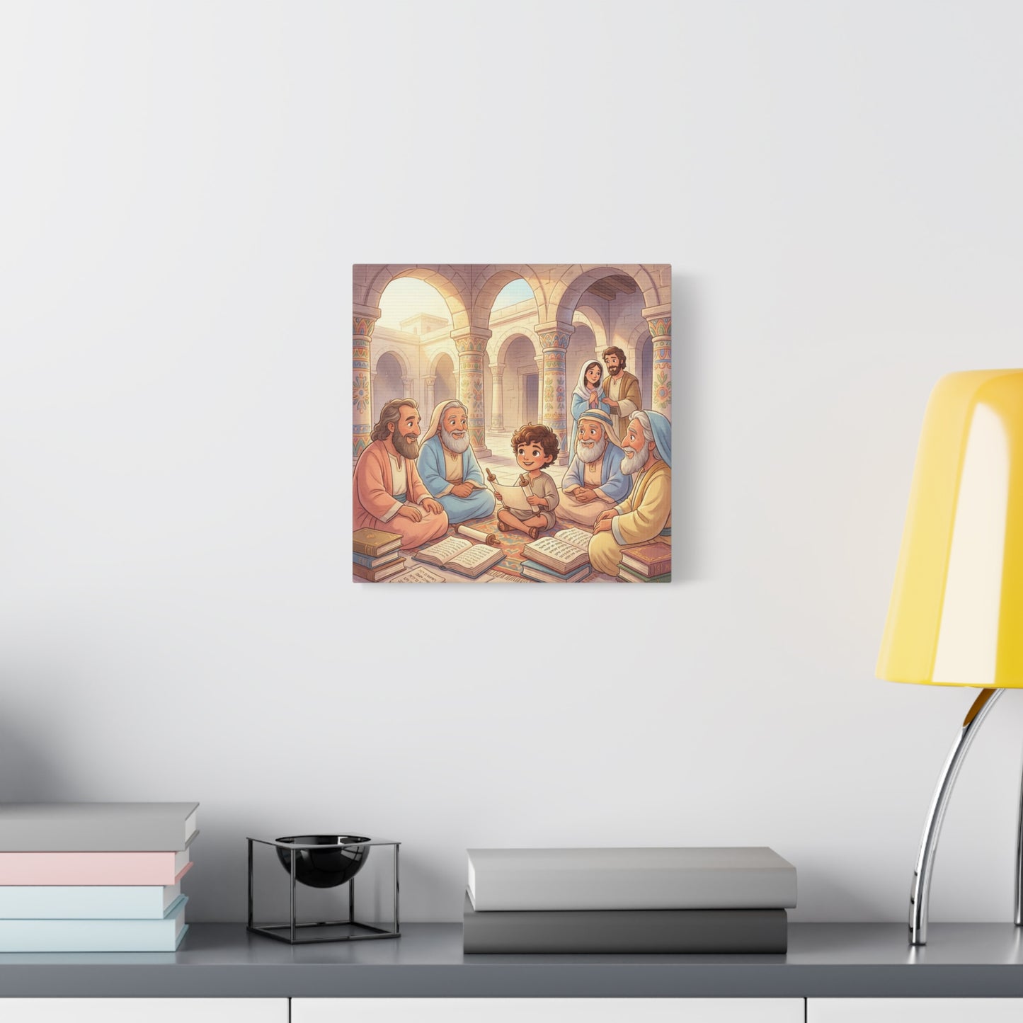 Young Jesus Teaching In Temple Canvas Wall Art - Biblical Child Scripture Scene, Cotton Print - Traditional Religious Decor For Nursery, Bedroom, Sunday School, Living Room Home Accent - Ready to Hang