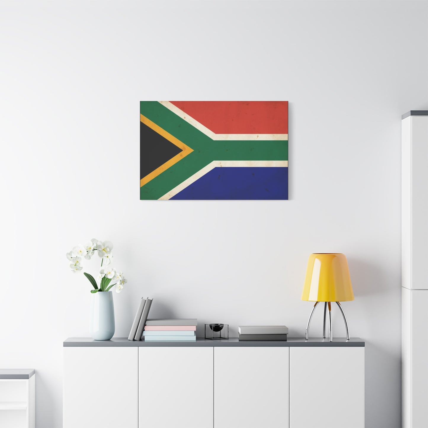 South Africa Flag Canvas Wall Art - Vintage National Pride Decor, Patriotic Country Print, Textured Cotton Artwork, Living Room Wall Decor, Office Display - Ready to Hang - Bedroom Home Decoration