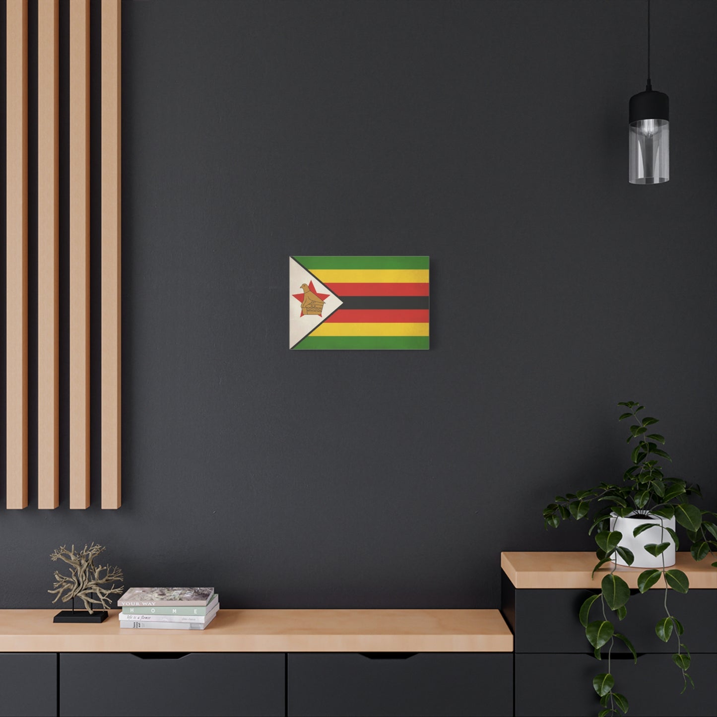 Zimbabwe Flag Canvas Wall Art - Vintage National Pride Decor, Green Gold Red Black Banner Print - Cultural Heritage Style - Living Room Wall Decor, Office Art - Modern Farmhouse Style - Ready to Hang
