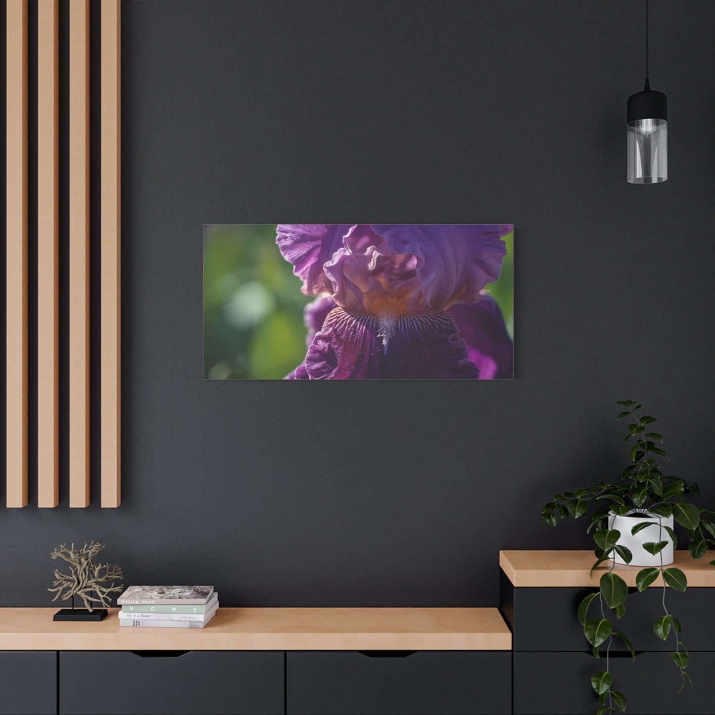 Purple Iris Canvas Wall Art - Floral Macro Art Print, Botanical Canvas Print - Soft Matte Cotton Detail, Contemporary Style - Bedroom Wall Decor, Living Room Home Accent - Bedroom Home Decoration