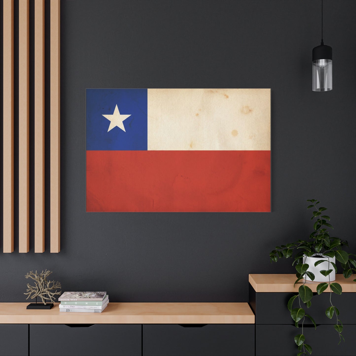 Chile Flag Canvas Wall Art - Vintage Chilean Flag Print, Patriotic Rustic Decor - Matte Canvas Wall Hanging - Living Room Home Decoration, Office Accent - Bedroom Home Decoration - Ready to Hang