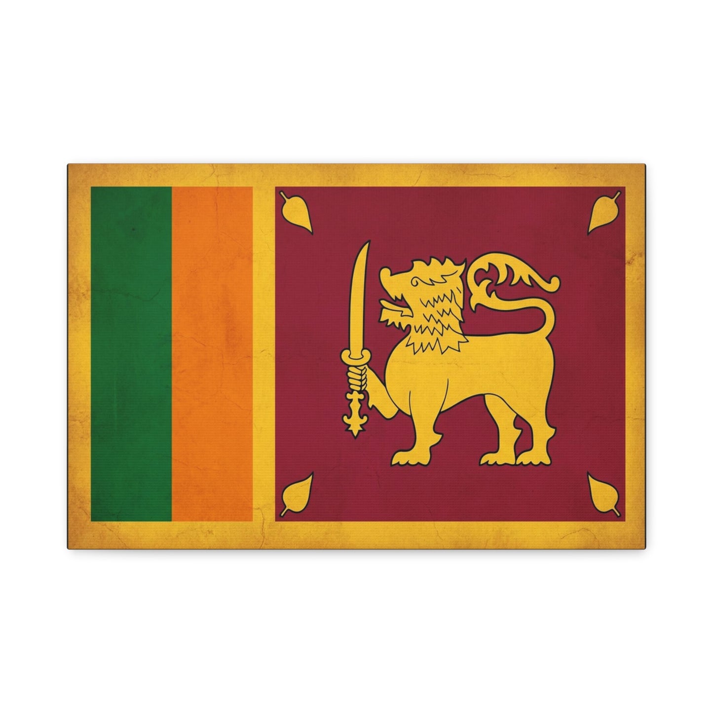 Sri Lanka Flag Canvas Wall Art - Golden Lion With Sword National Banner Print - Vintage Patriotic Style, Cultural Home Decor, Living Room Wall Decor, Office Art - Modern Farmhouse Style