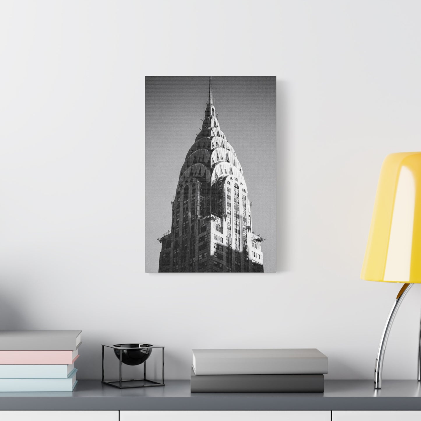 Chrysler Building Canvas Wall Art - Black And White New York City Architecture Print, Art Deco Skyscraper Art Print - Modern Monochrome Office Wall Decor, Living Room Accent - Modern Farmhouse Style