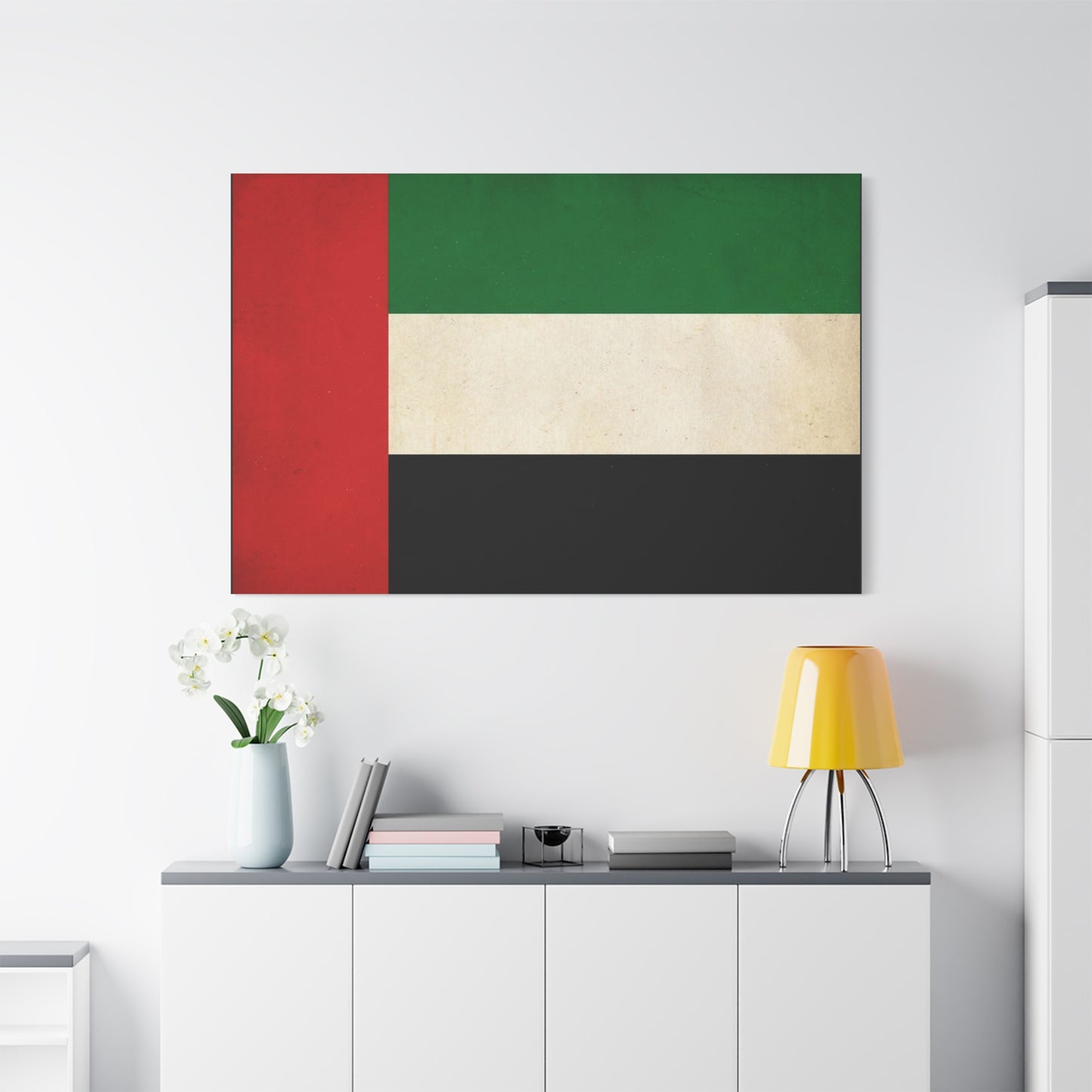 United Arab Emirates Flag Canvas Wall Art - Vintage National Pride Decor, Distressed UAE Banner Print - Patriotic Minimalist Style - Living Room Wall Decor, Office Accent - Bedroom Home Decoration
