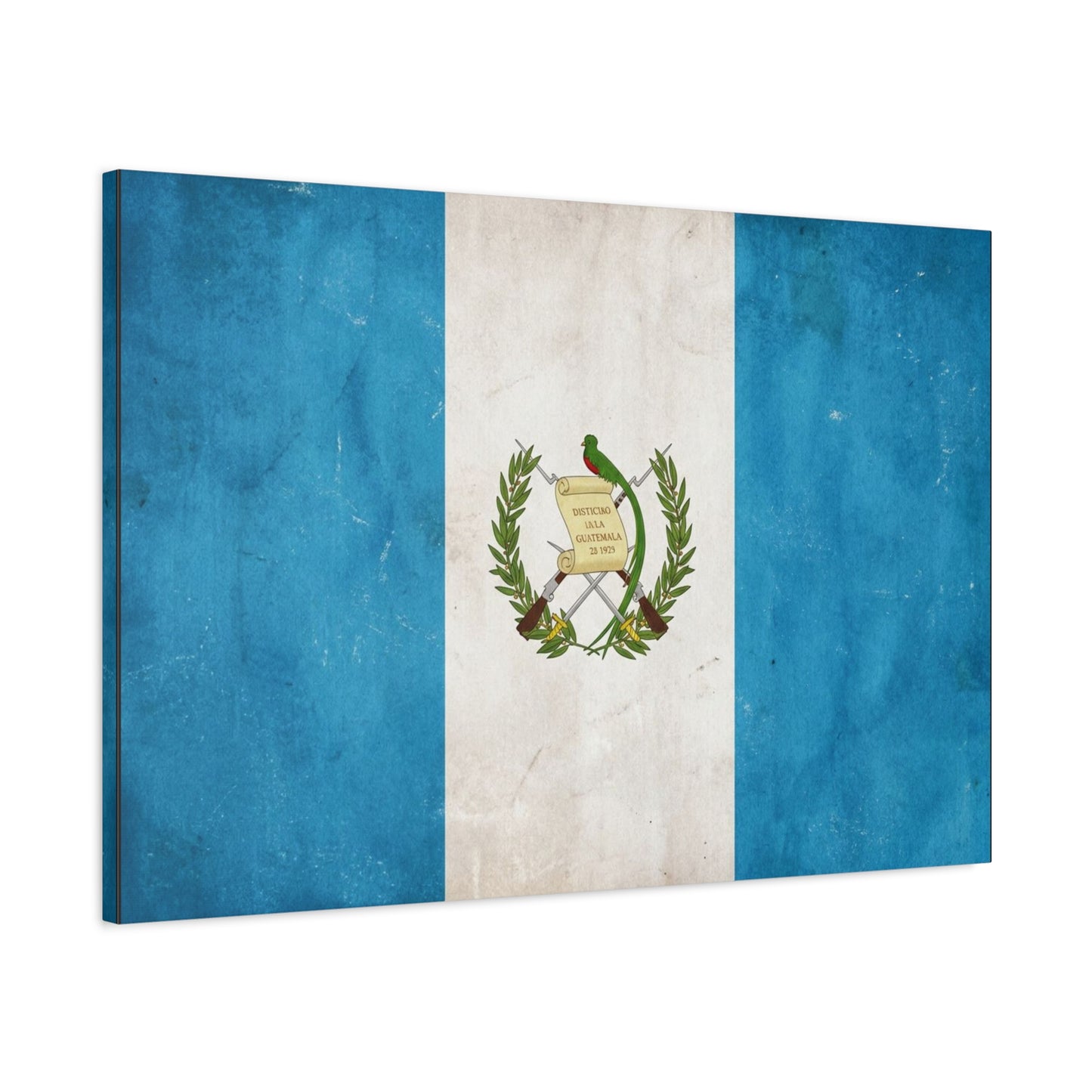 Guatemala Flag Canvas Wall Art - Distintivo De La Guatemala 15 1823 Vintage Blue White Banner Print - Patriotic Decor, Living Room Wall Decor, Office Accent - Bedroom Home Decoration - Ready to Hang