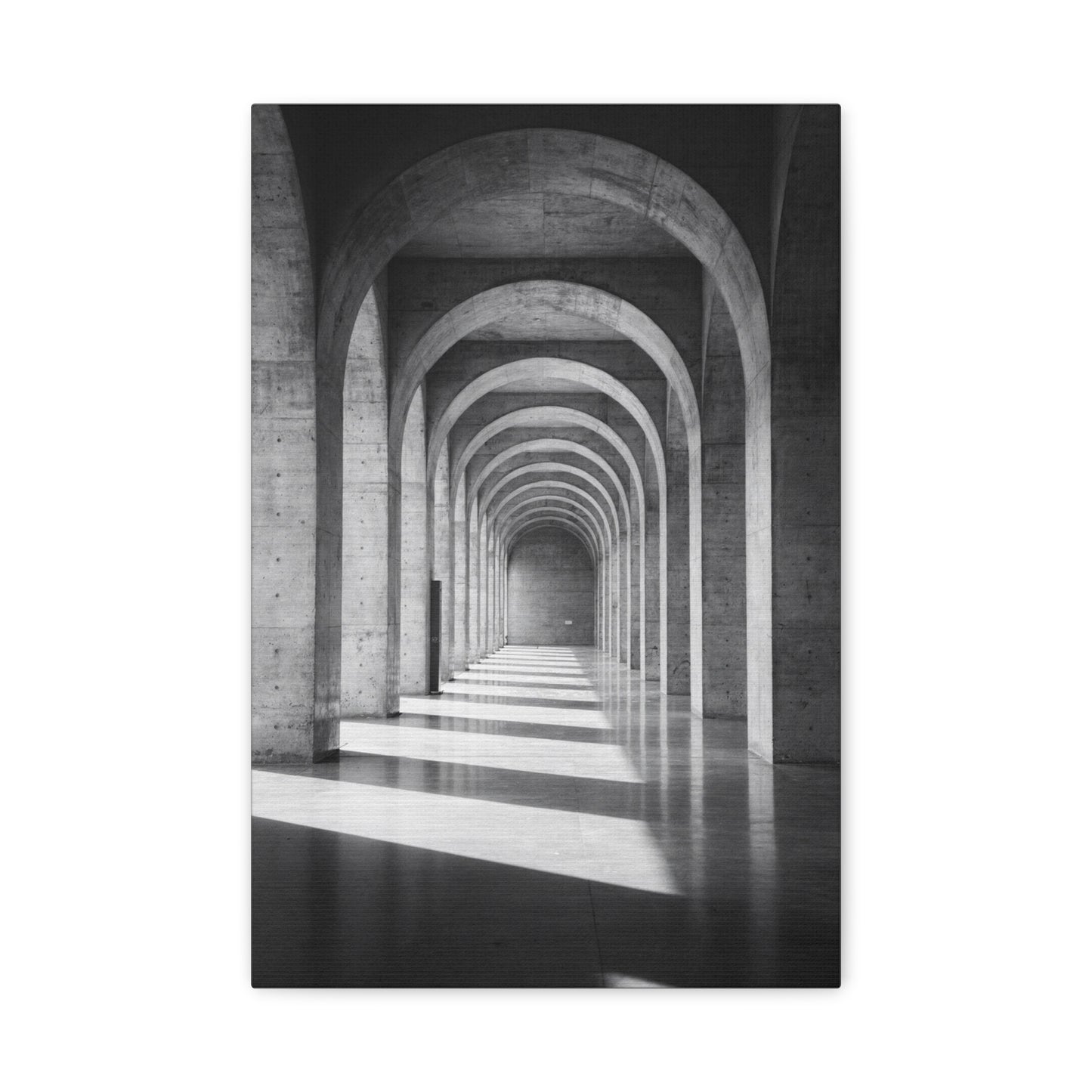 Black And White Arched Hallway Canvas Wall Art - Minimalist Architecture Art Print, Modern Concrete Corridor Interior, Contemporary Living Room Wall Decor Office Art - Bedroom Home Decoration