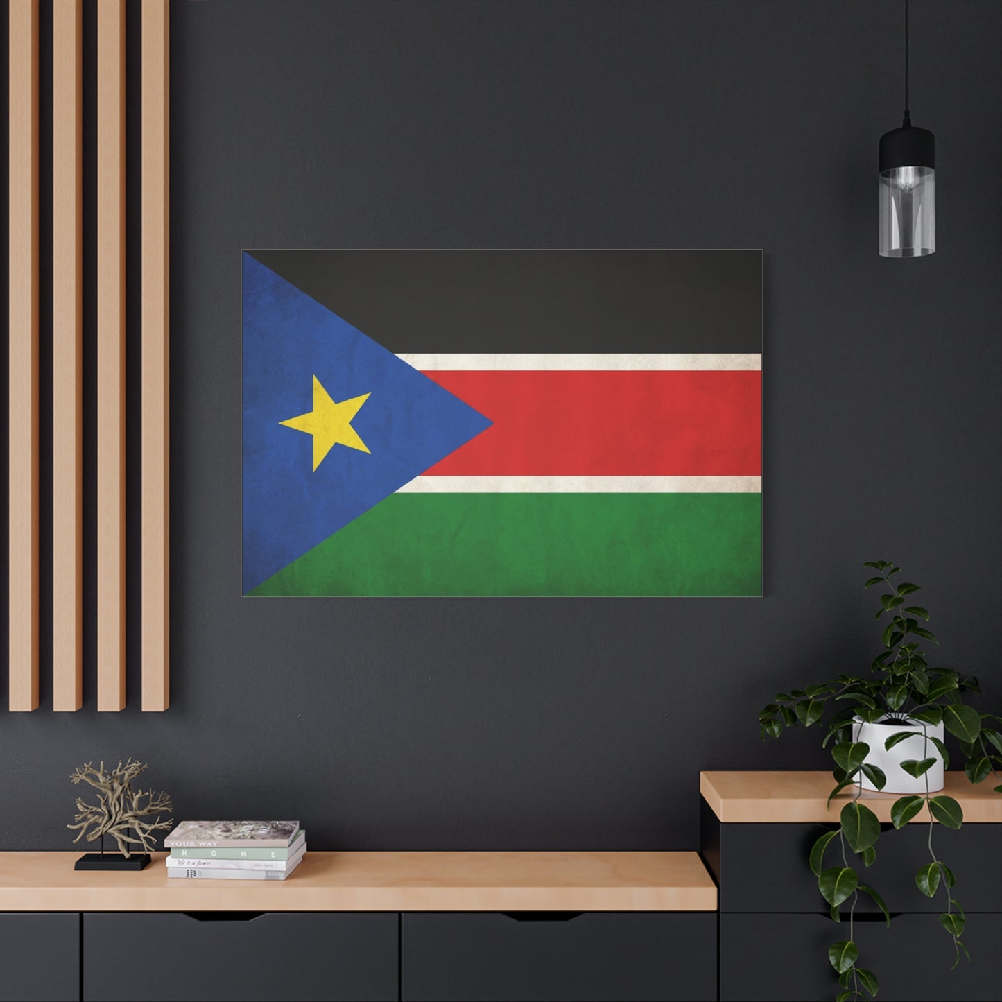 South Sudan Flag Canvas Wall Art - South Sudan Pride Decor, Vintage National Banner Print - Colorful Patriotic Artwork - Living Room Wall Decor, Office Art - Bedroom Home Decoration - Ready to Hang