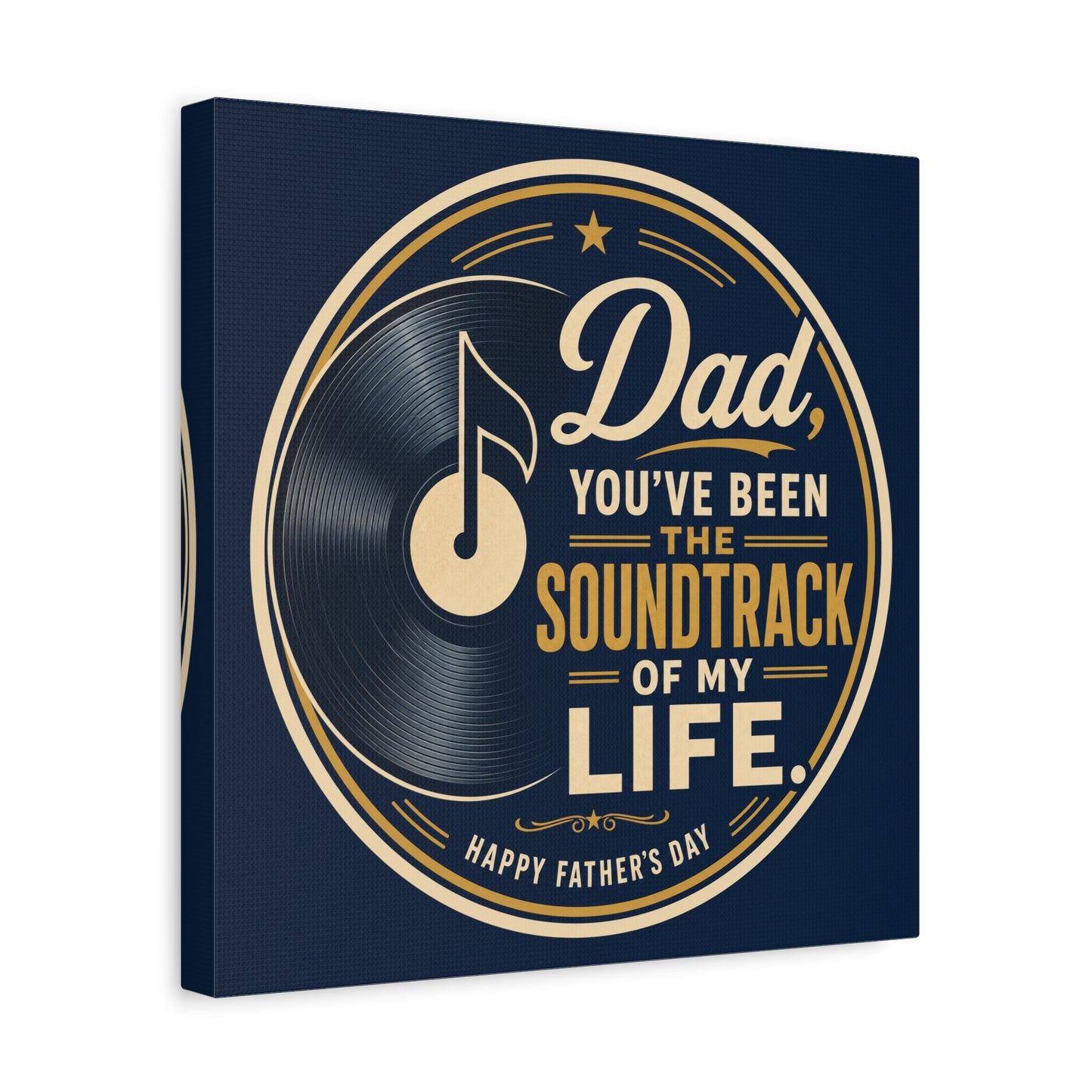 "Dad" - Vinyl Record Music Quote Print - Navy Gold Typography Style - Living Room Wall Decor - Ready to Hang